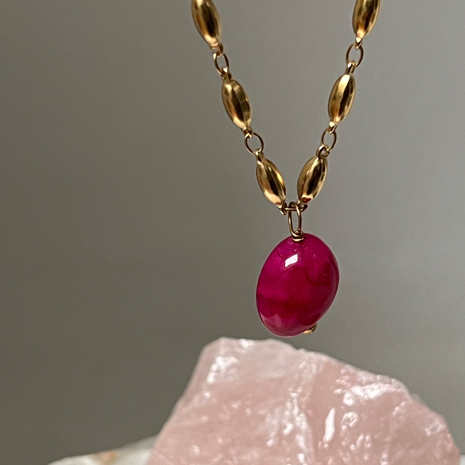 Unique Pepin Chain With Vibrant Pink Quartz