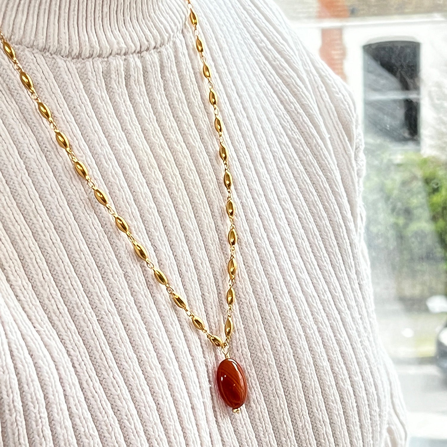 Pepin Chain With Earthy Orange Agate