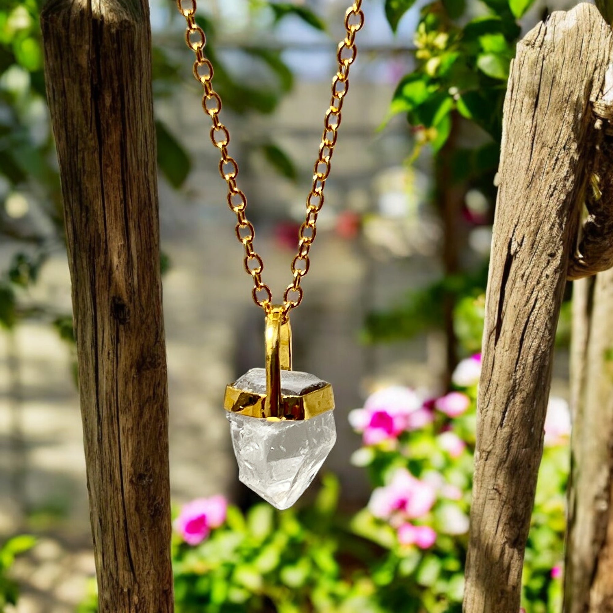Raw Short Rock crystal on simple chain