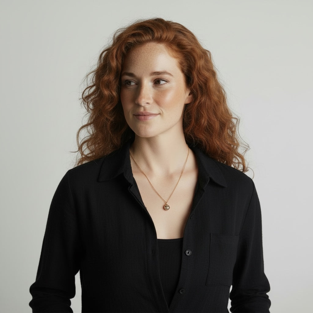 Mini Pebble Pendant  Black Rutilated Quartz on Short Satellite chain