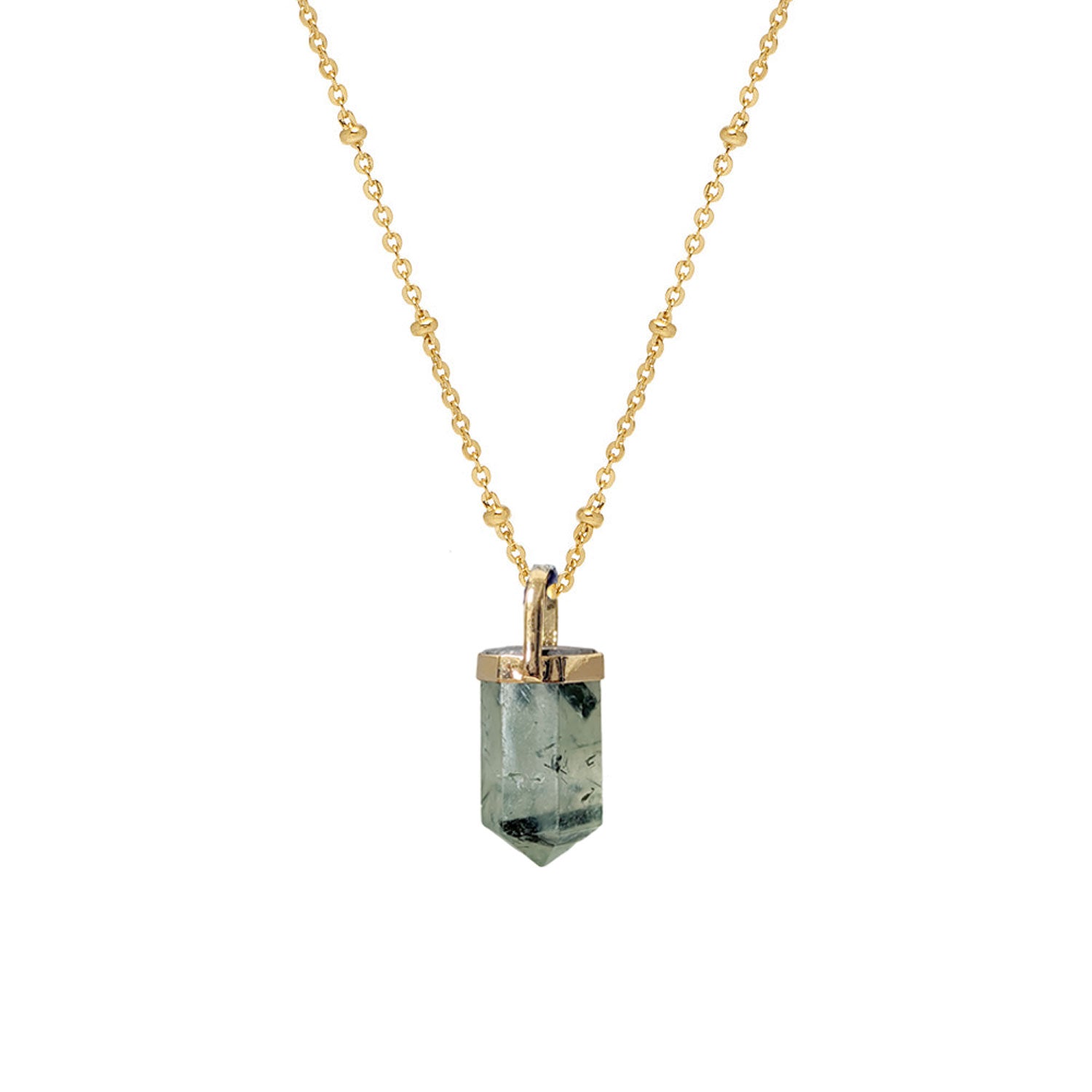 Green Prehnite Point on Long Satellite Chain