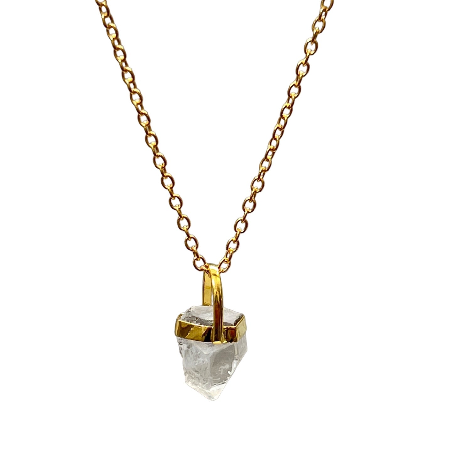 Raw  Short Rock crystal on simple chain