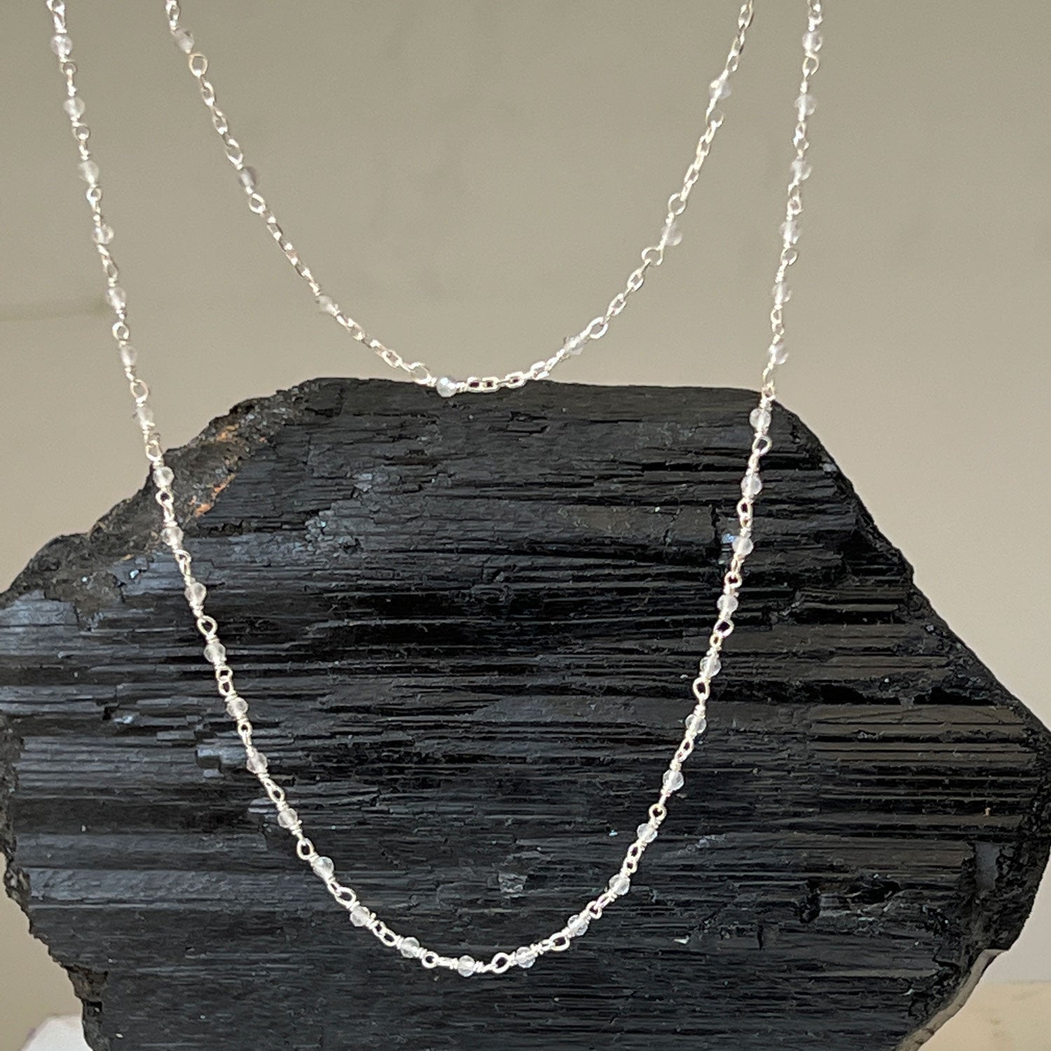 Rosary Pale Grey Labradorite in Sterling Silver