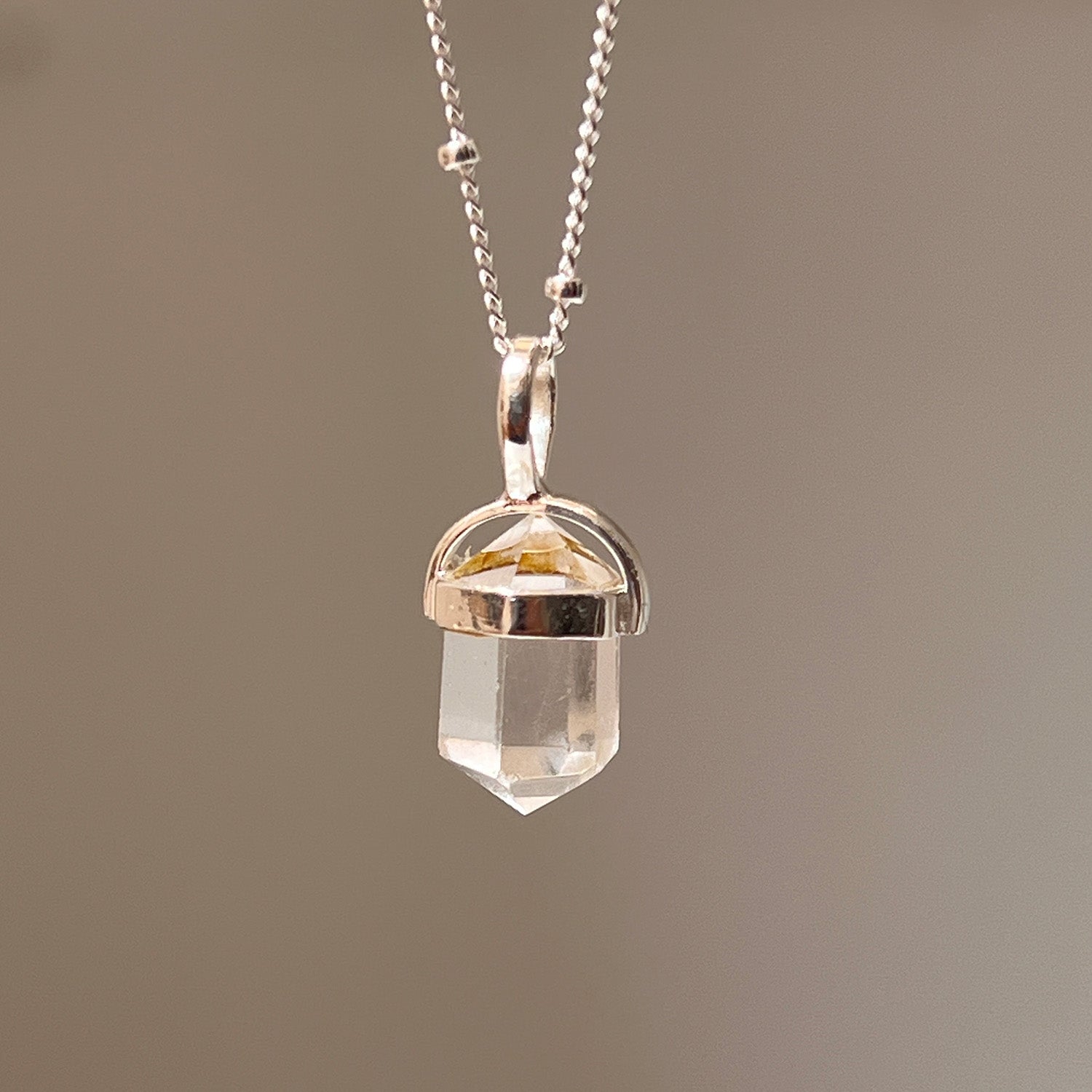 Rock Crystal Double Mini Point Bridge Set  On Sterling Silver