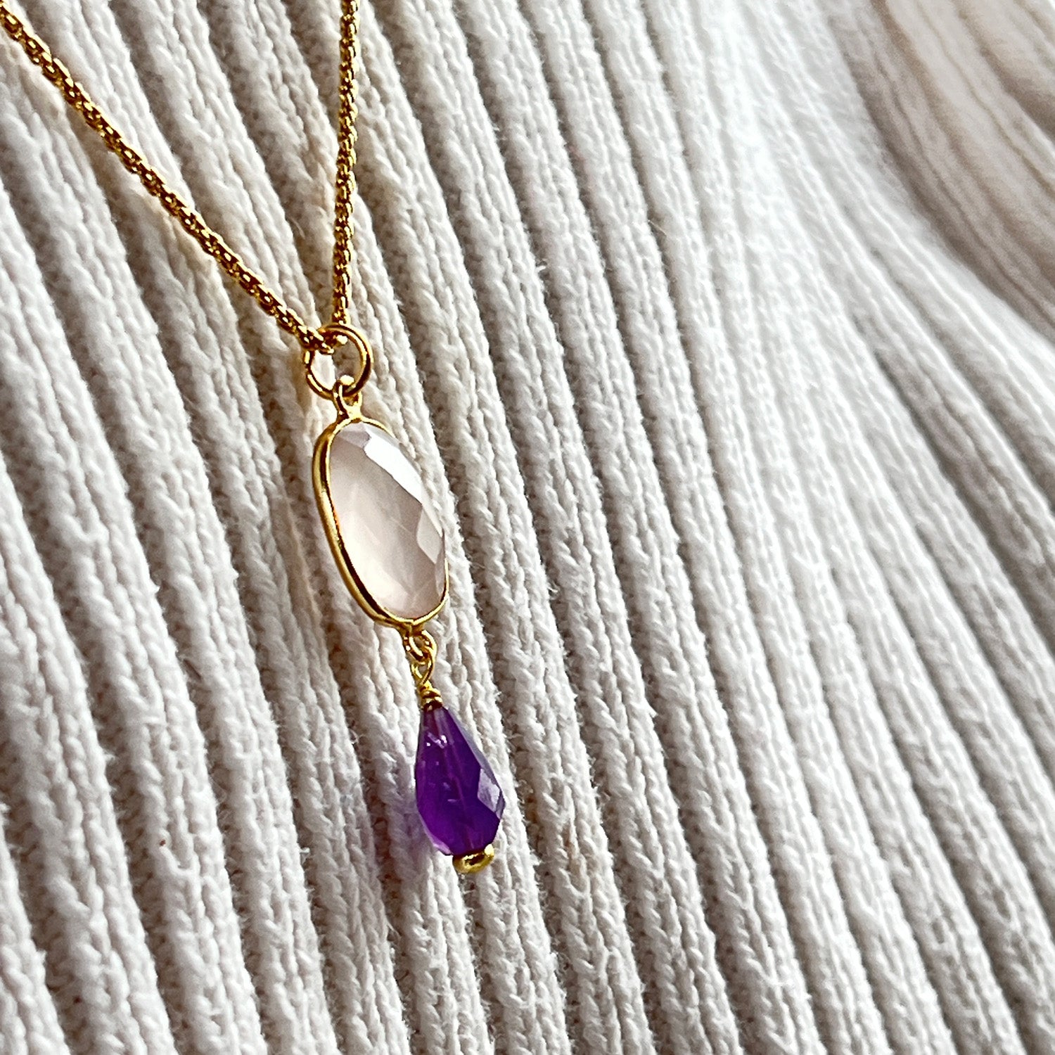 Rosa Pendant Rose Quartz & Amethyst