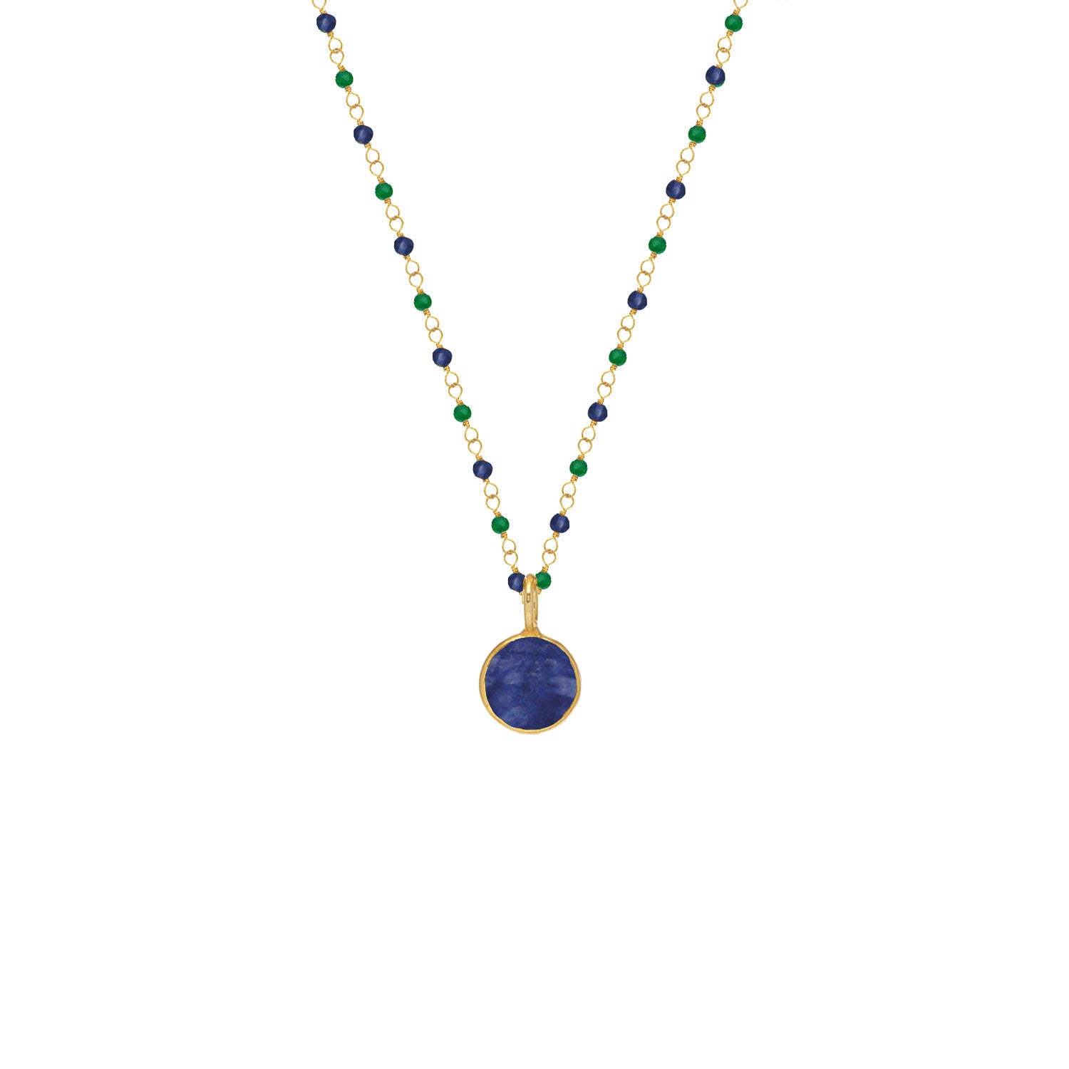 Sapphire and Emerald Rosary with Astro Sapphire Pendant