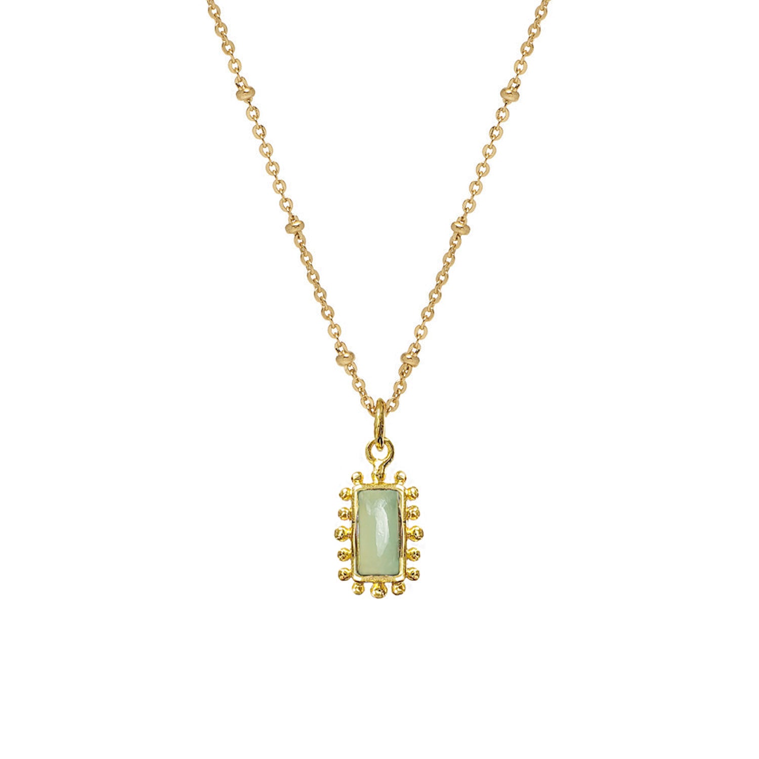 Sigrid Aqua Chalcedony Pendant on Short Satellite Chain