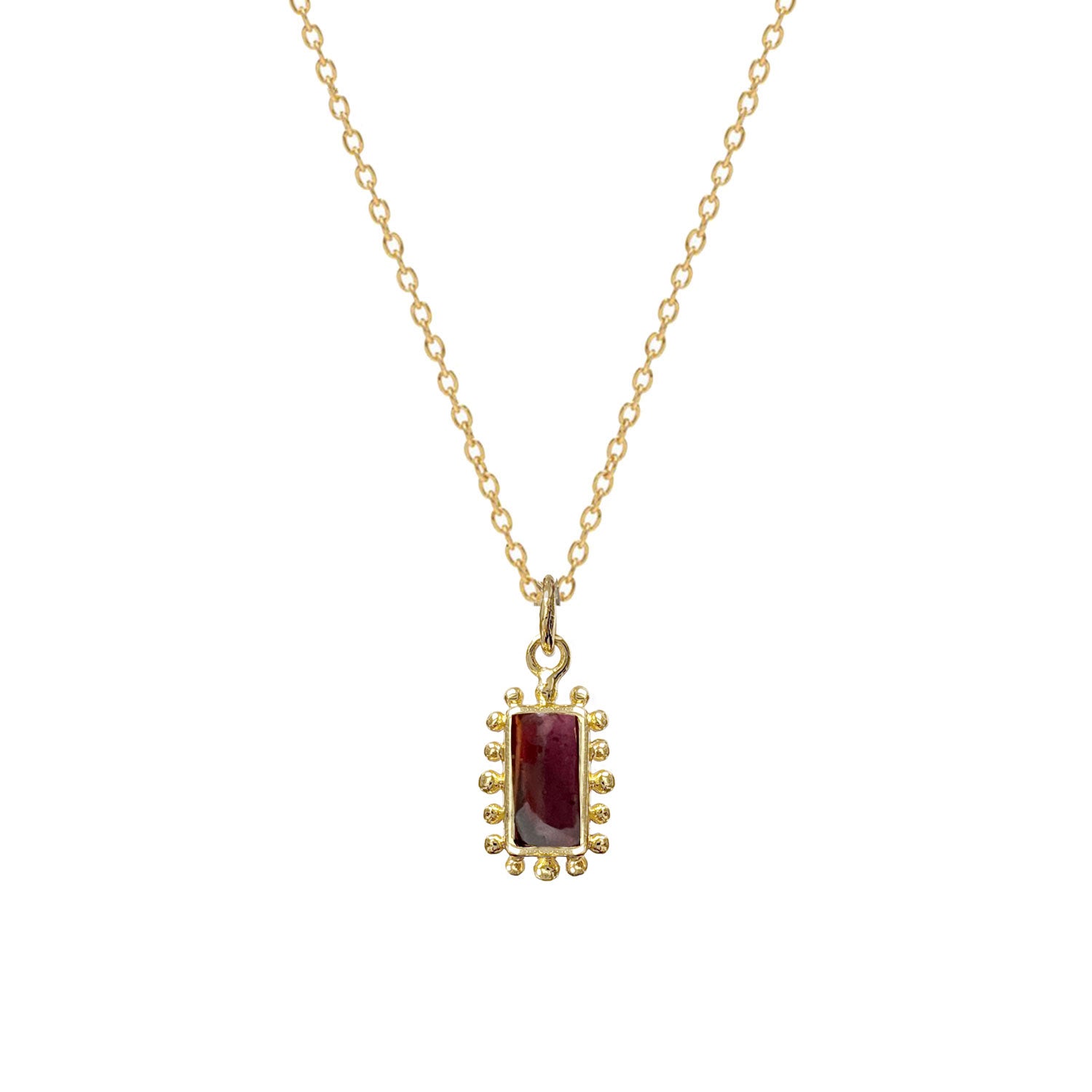 Sigrid Garnet Pendant On Short Simple Chain