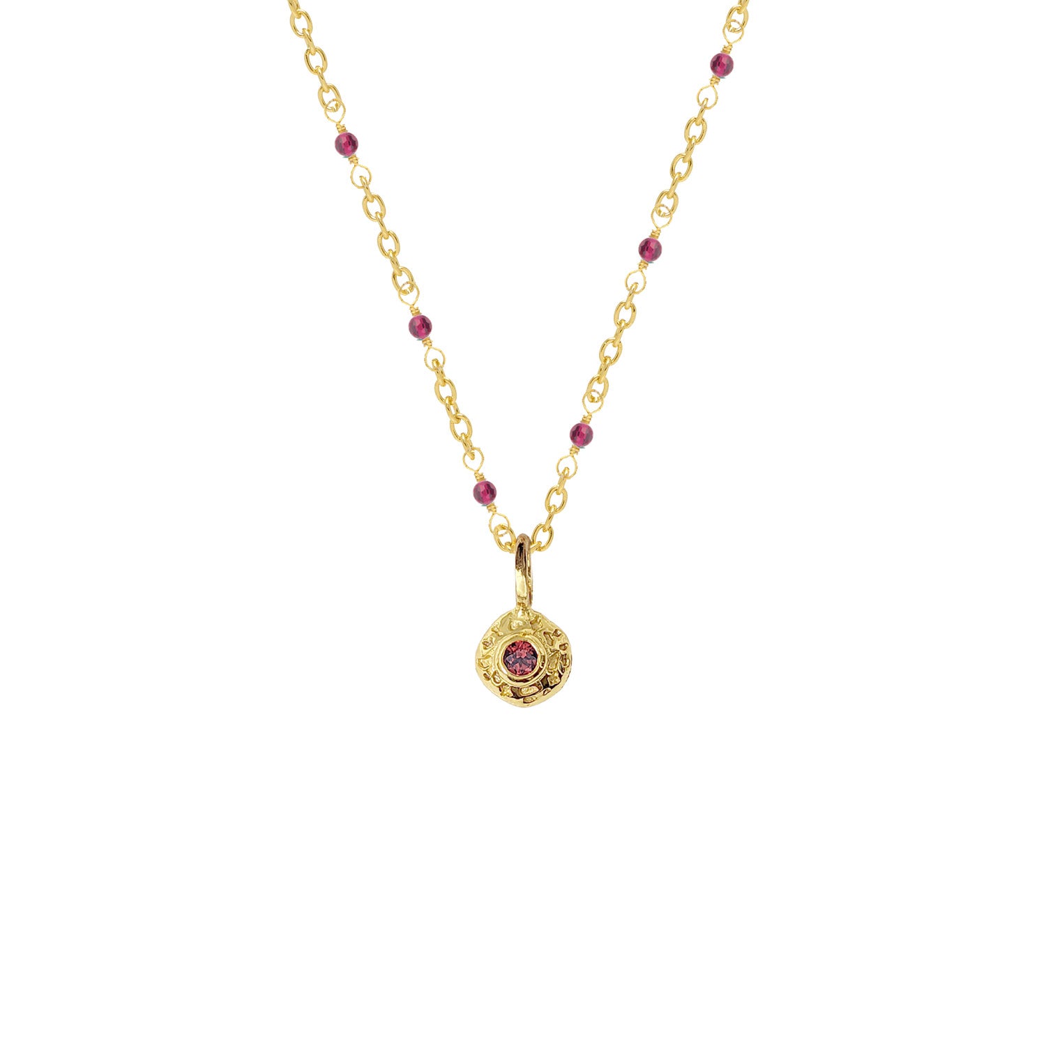 Sita Garnet Pendant on Fancy Ruby Rosary