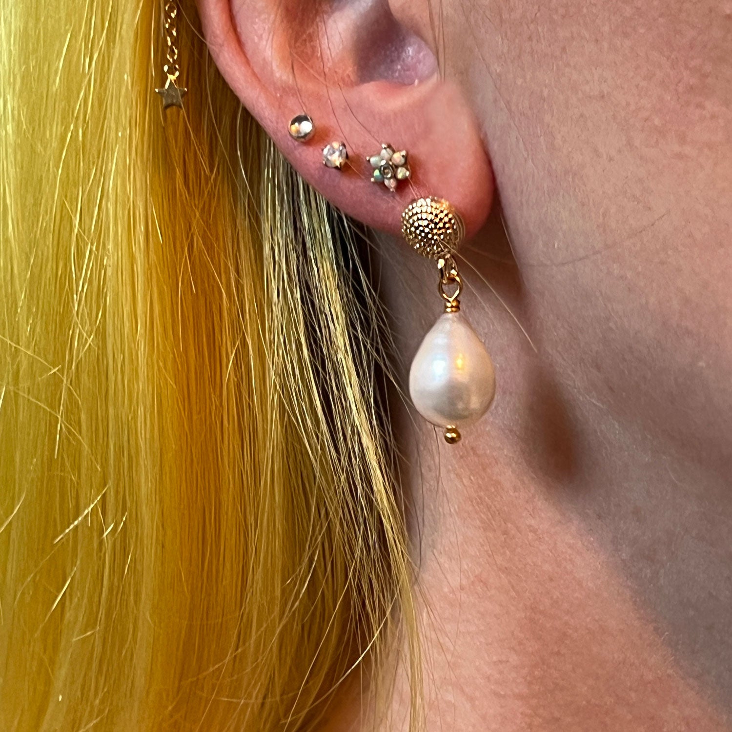 Talia Drop Pearl Stud Earrings
