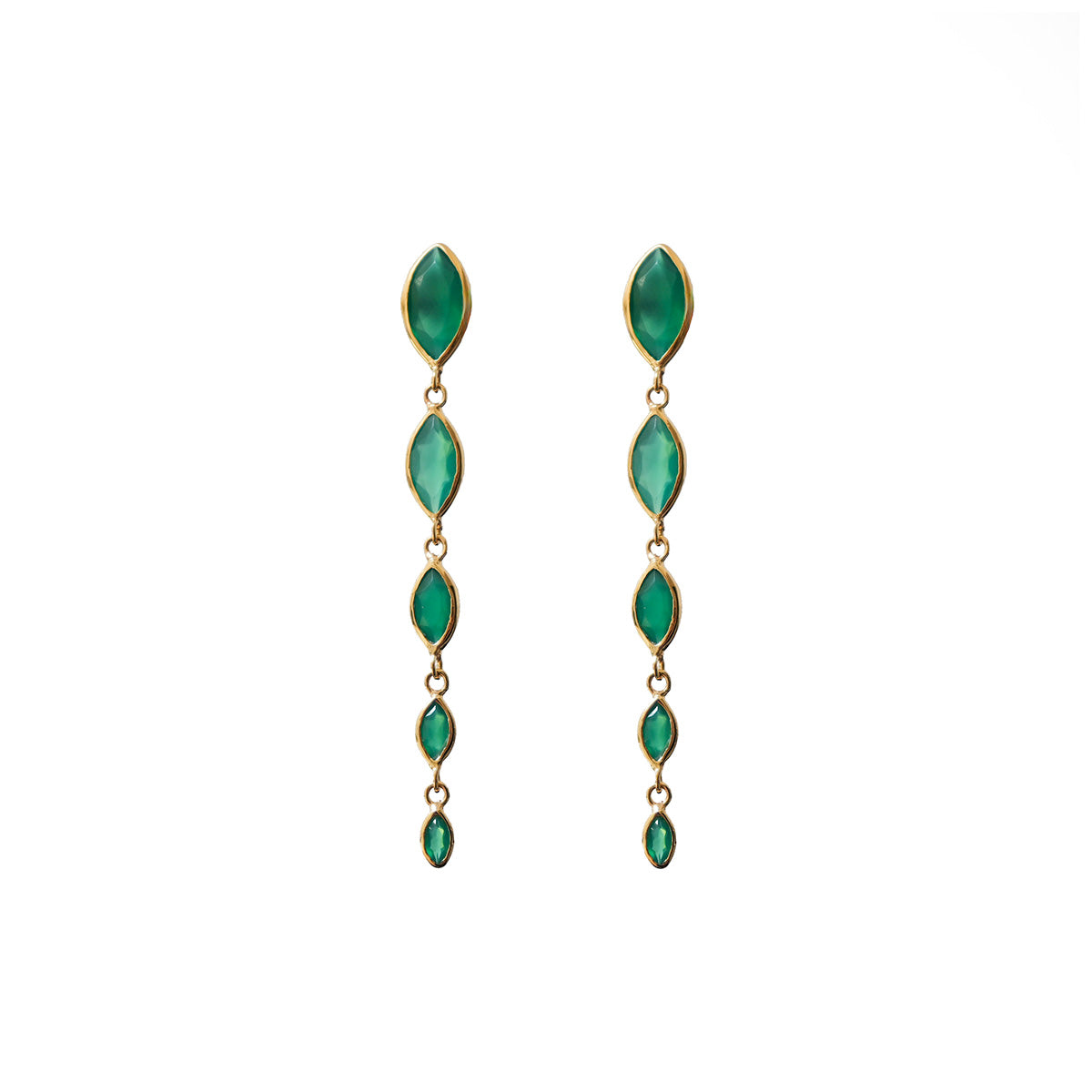 Venus Five Stone Green Onyx Or Pink Sillimanite Earrings