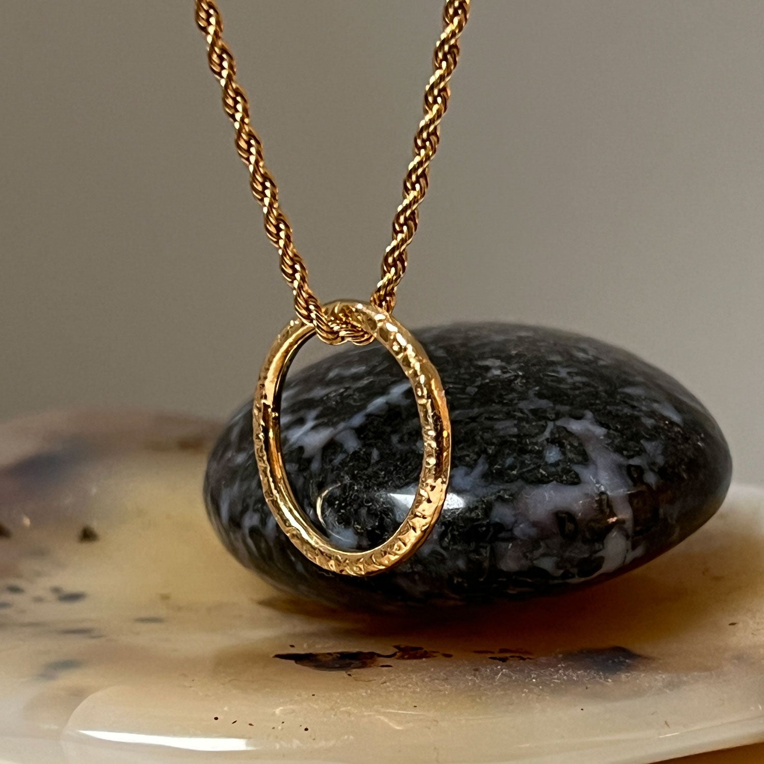 Victorian Ring Pendant on Long Rope Chain