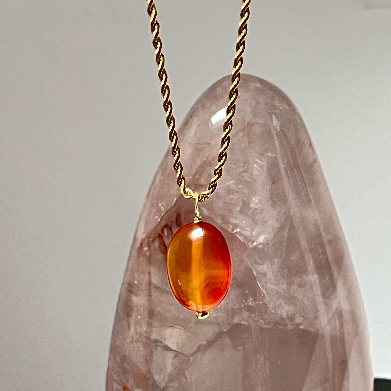 Vintage Style Rope Chain With Earthy Orange Agate