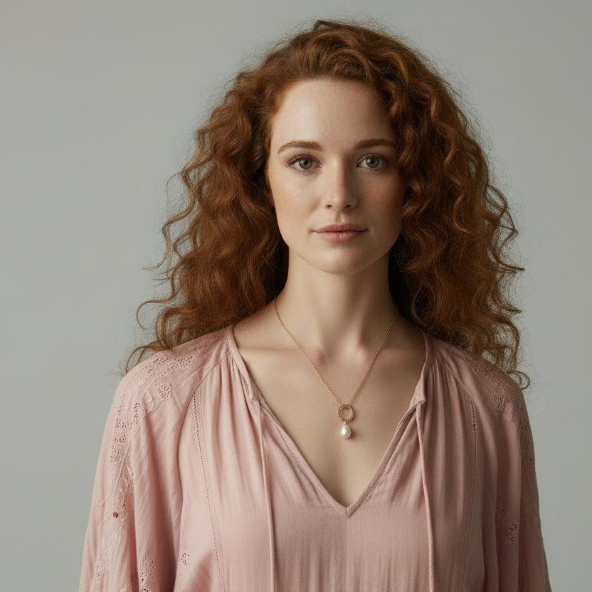 Beaded Hoop Penelope  Pendant Necklace With Pearl