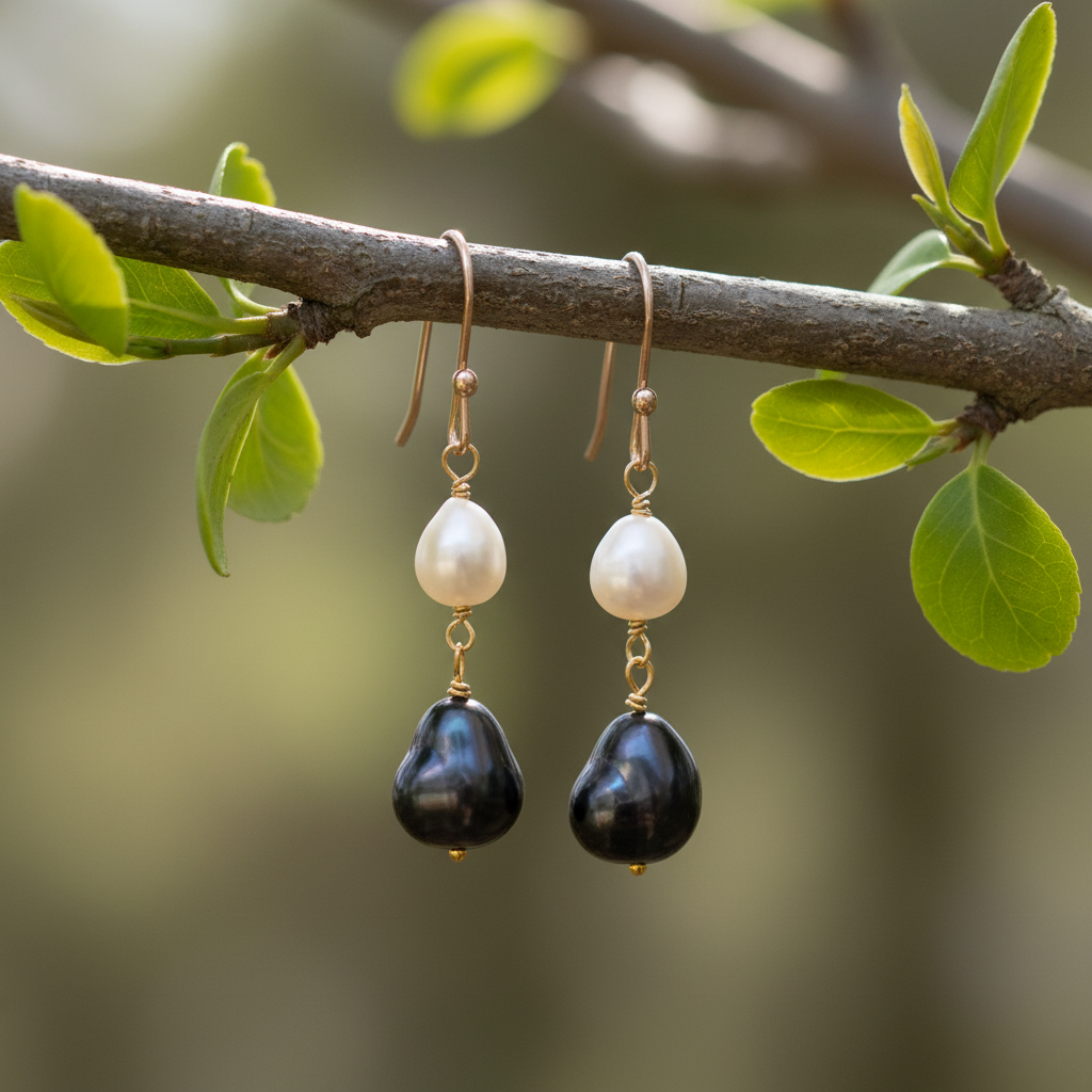 Ying And Yang Perfectly Balanced Black And White Pearl Earrings