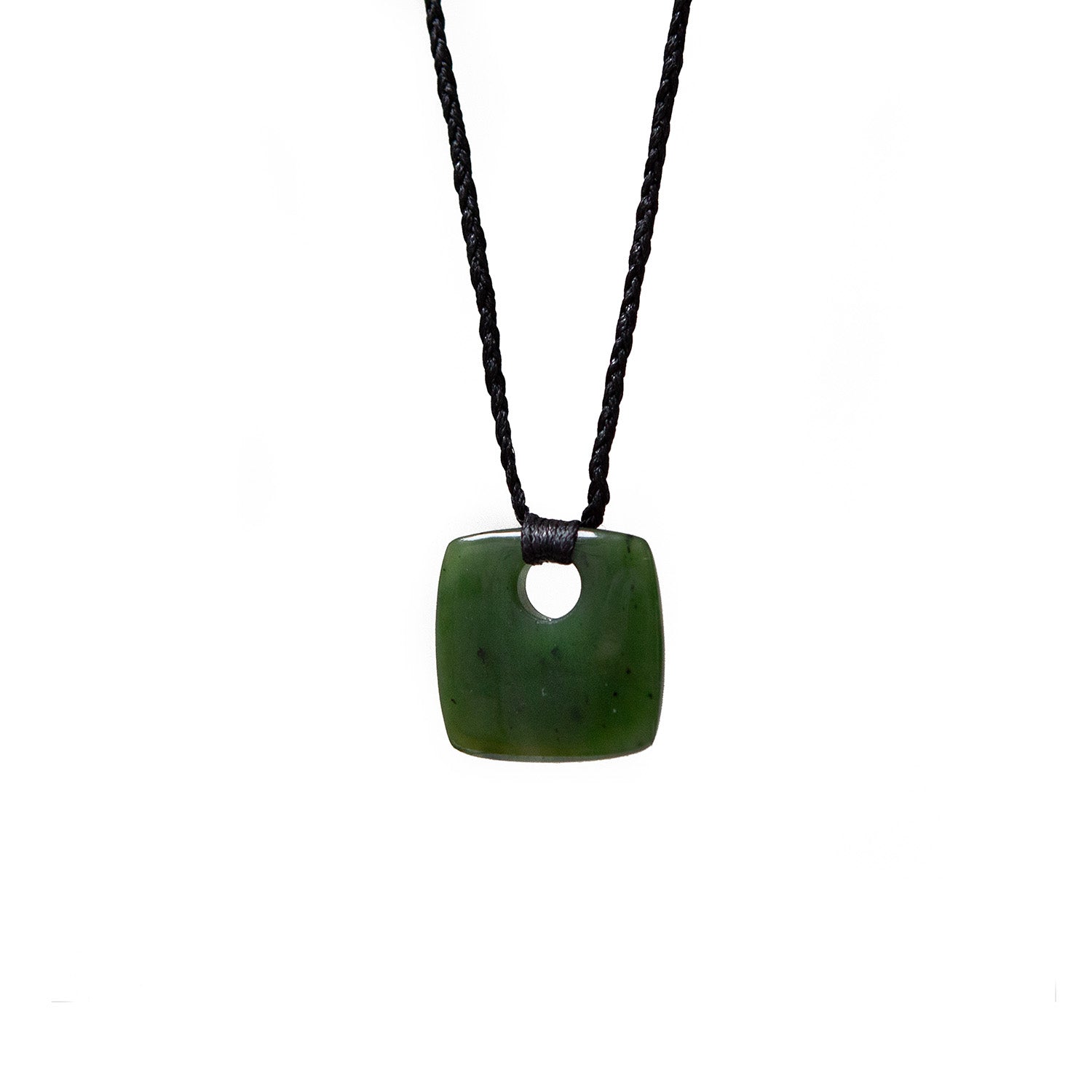 Medium Alaskan Jade Square With Jade Beads On Adjustable Cord