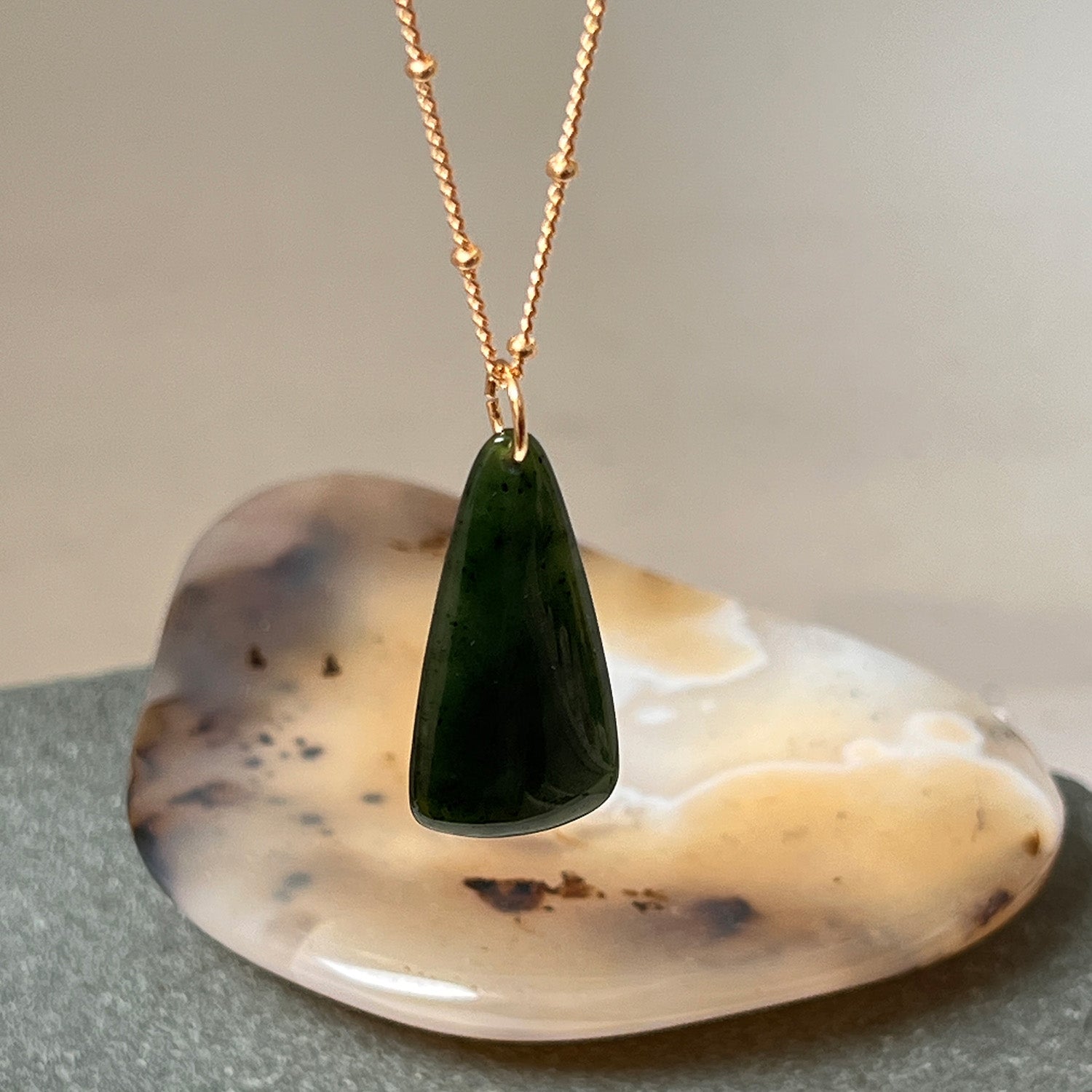 Medium Alaskan Jade On  Biba Chain 60 cm