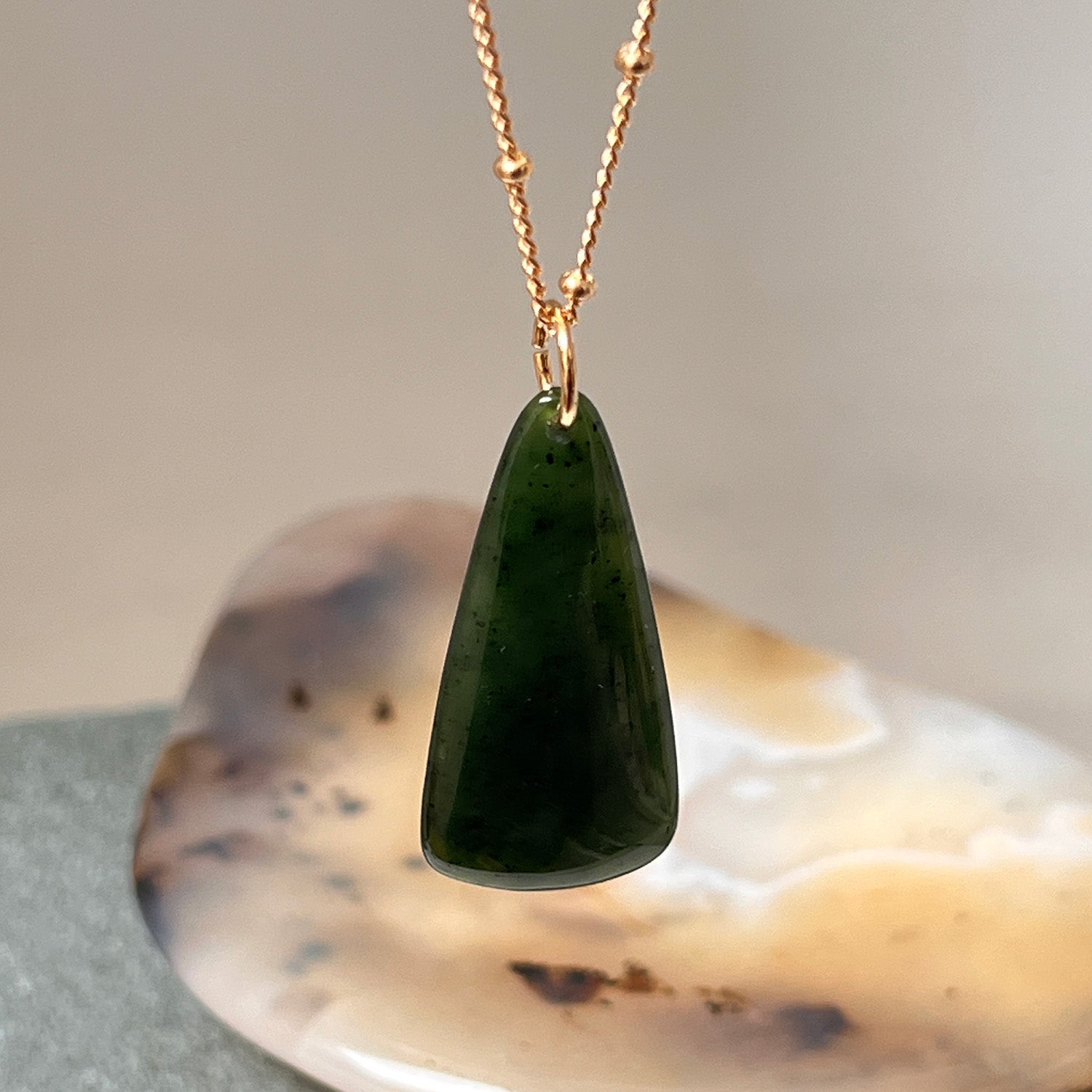 Medium Alaskan Jade On  Biba Chain 60 cm