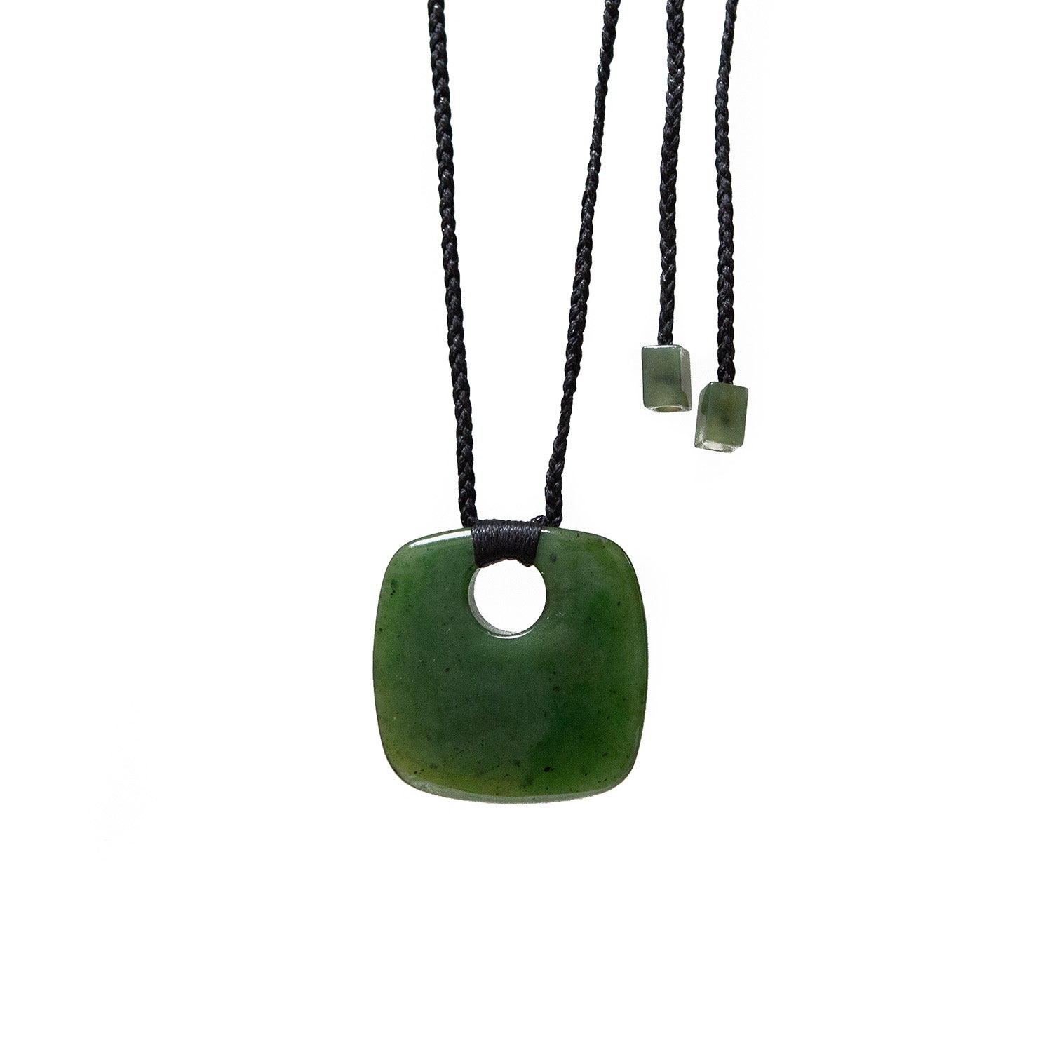 Large Alaskan Jade Square With Jade Beads On Adjustable Cord