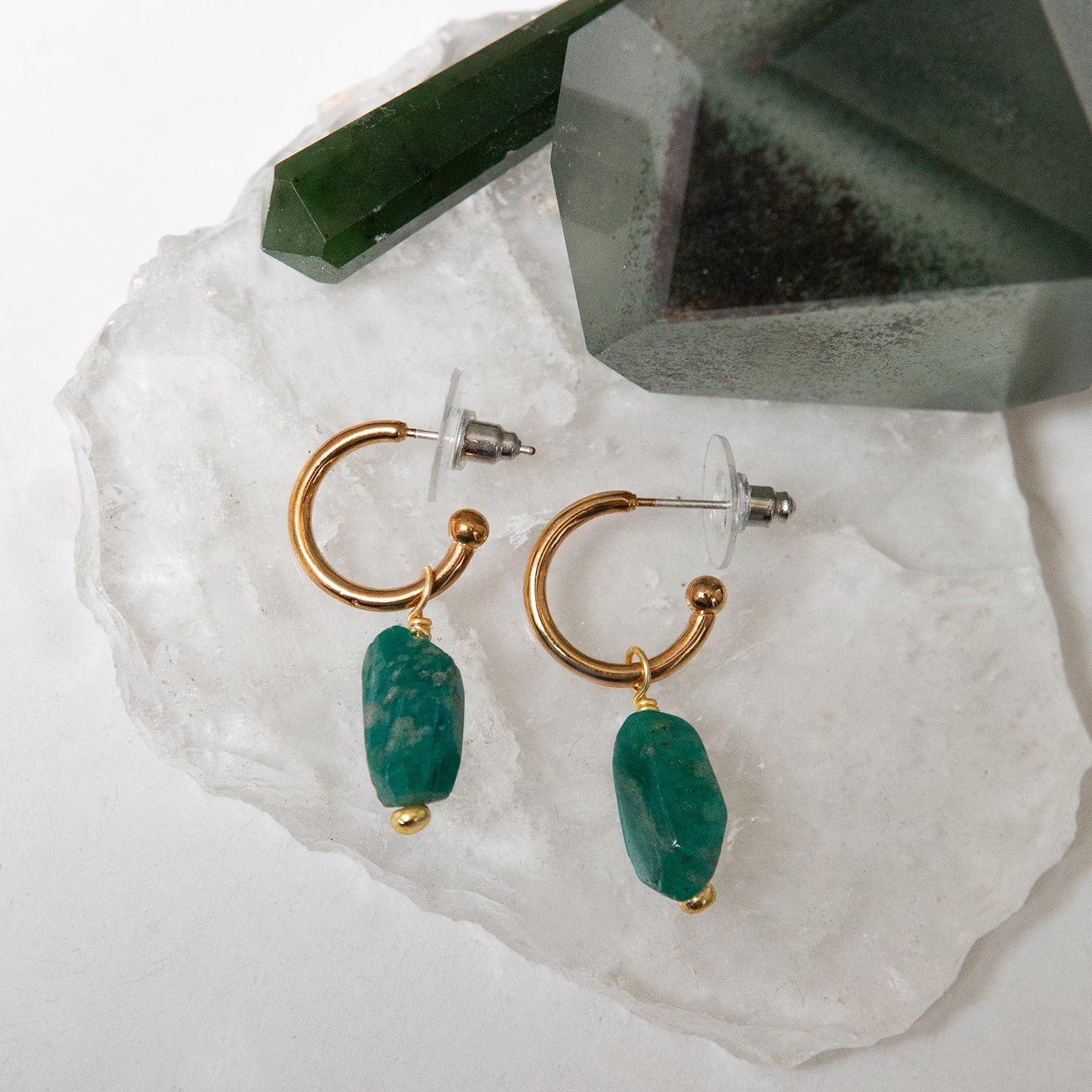 Alexa Creole Earrings With Amazonite