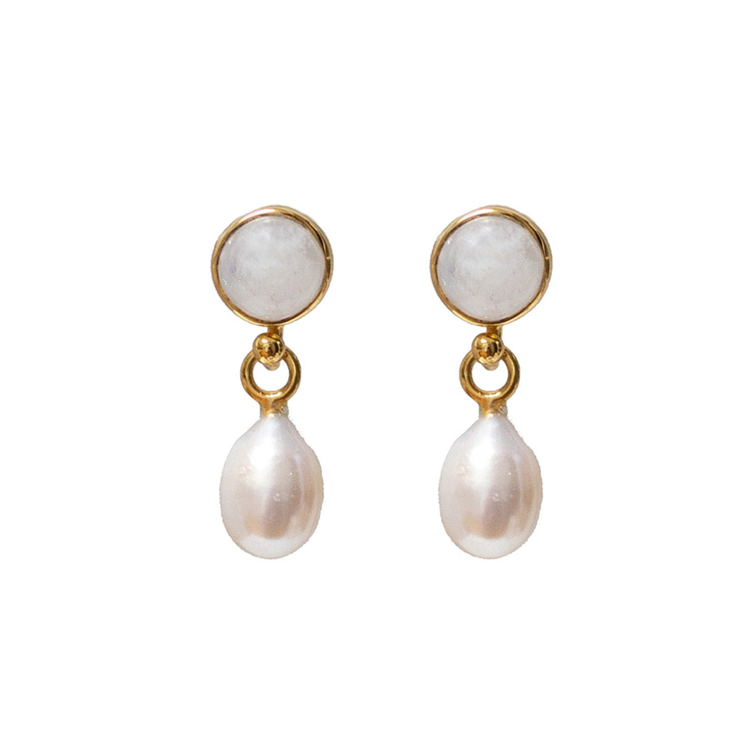 Anabel Stud Moonstone With Pearl Drop Earrings