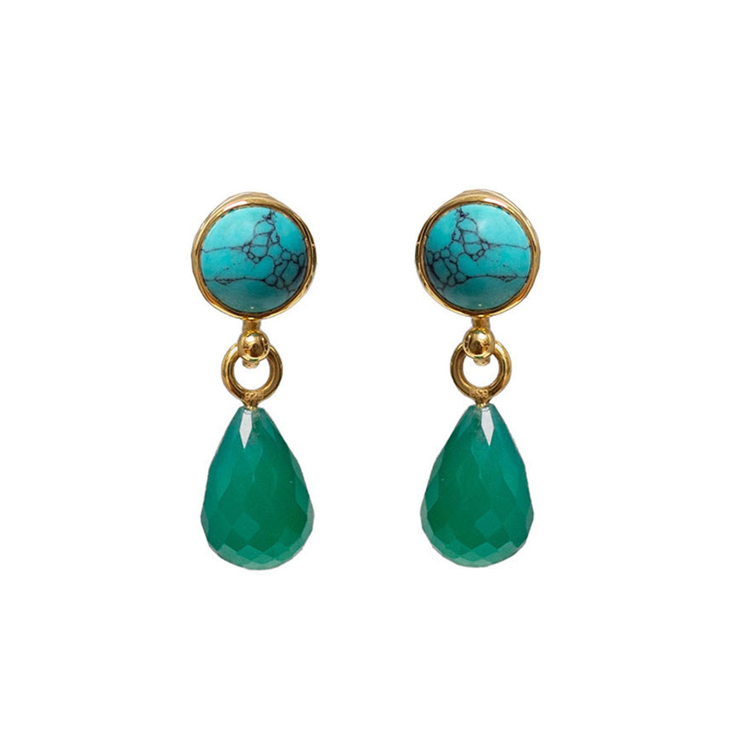 Anabel Stud Turquoise With Green Onyx Drop Earrings