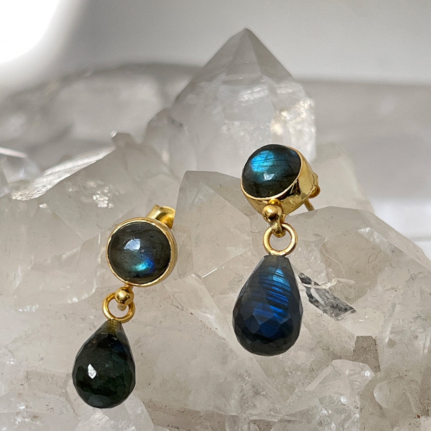 Anabel Stud Labradorite Drop Earrings