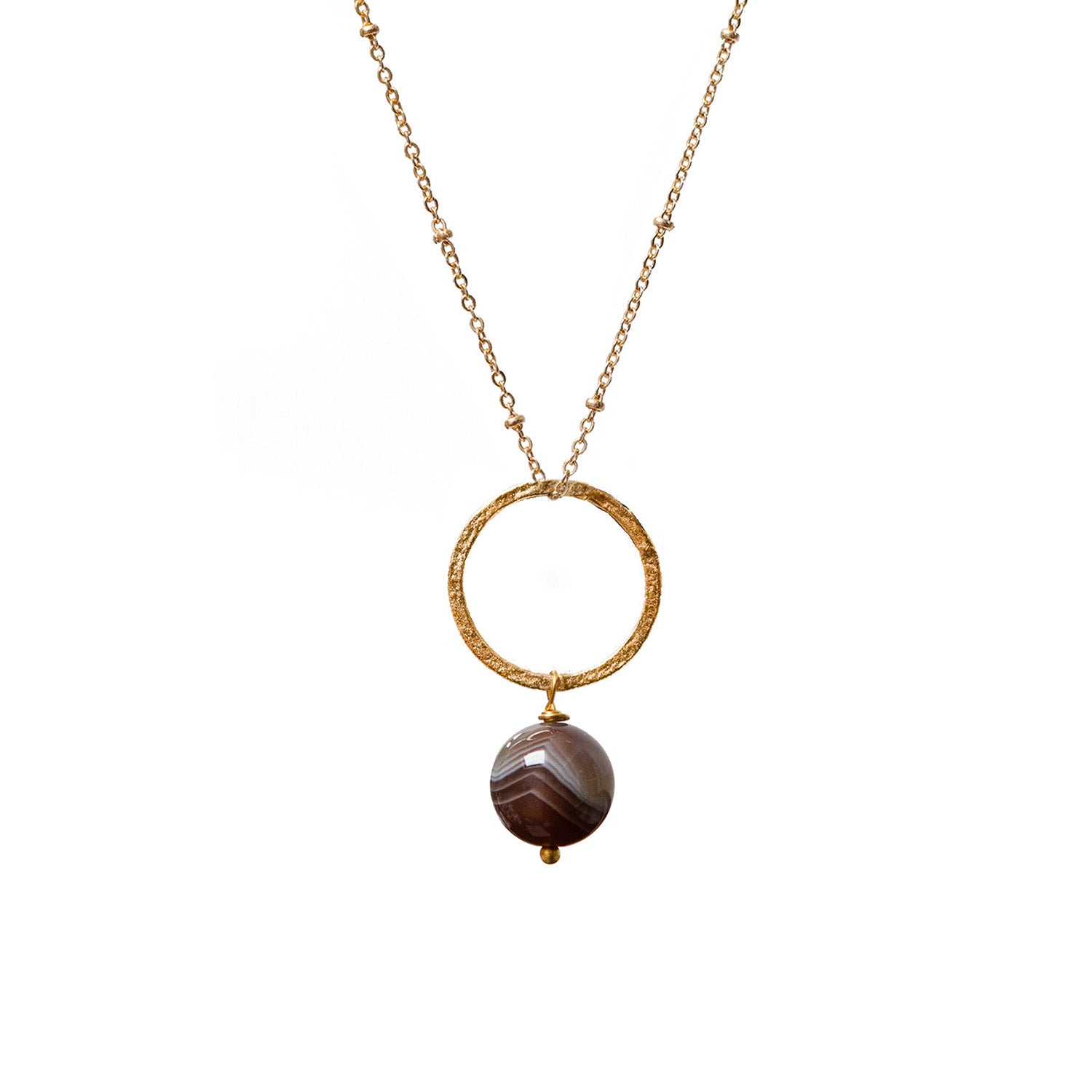 Margaret Pendant Botwasna  Agate On Long Satellite Chain