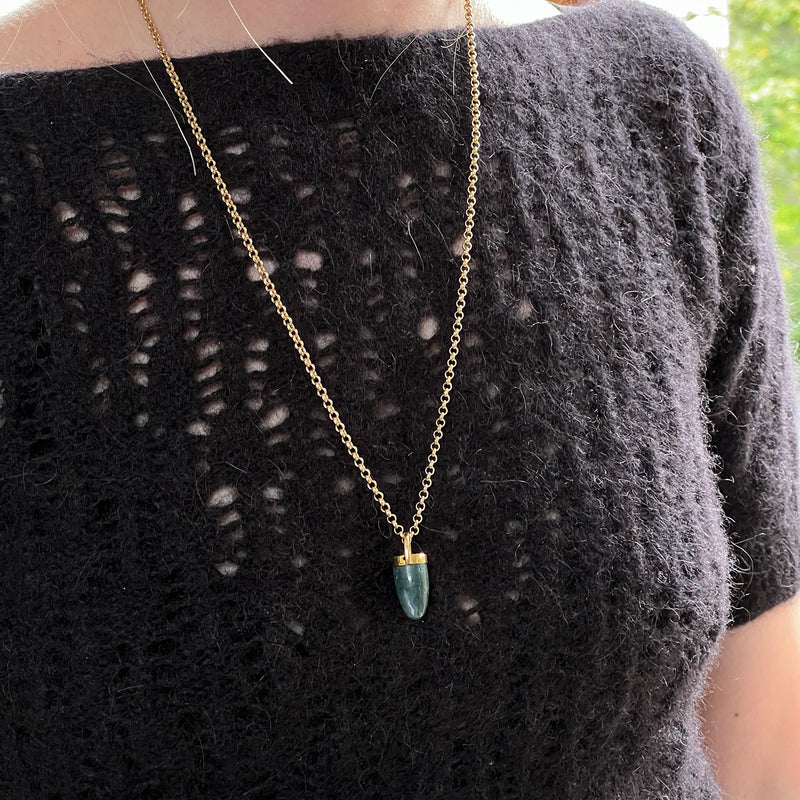 Pendulum Rock Crystal Pendant On Long Vintage Style Rope Chain