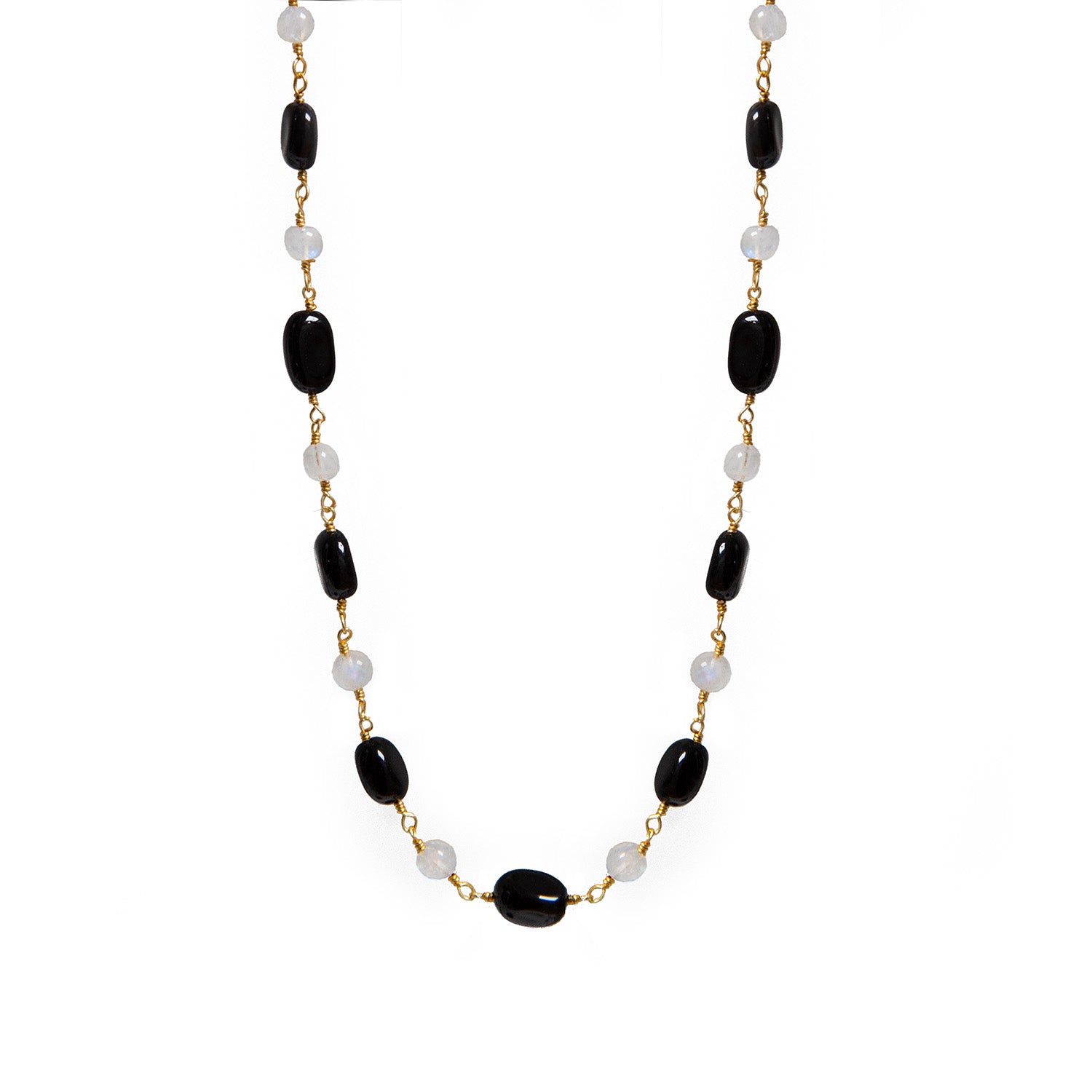 Black Onyx And Moonstone Rosary