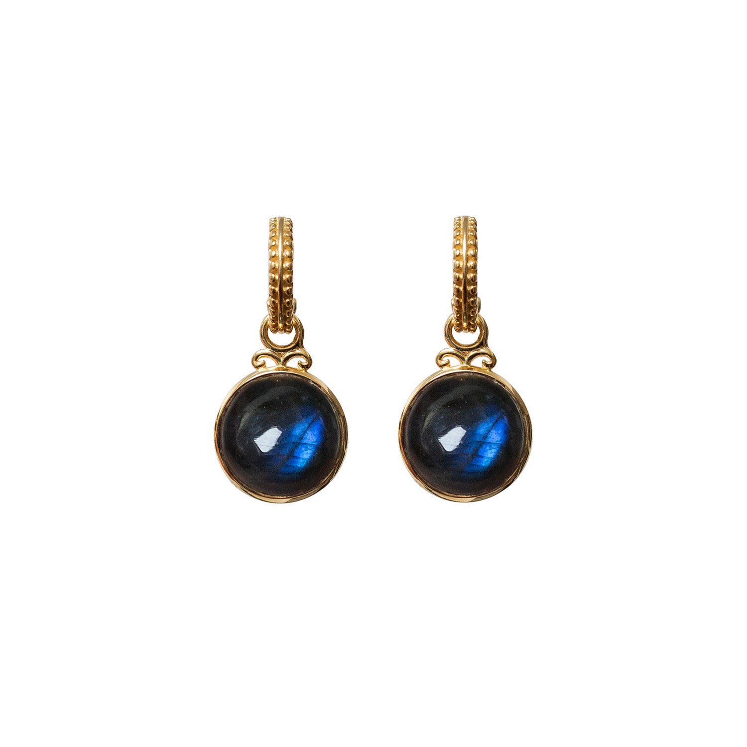 Creole Labradorite Cabochon Earrings
