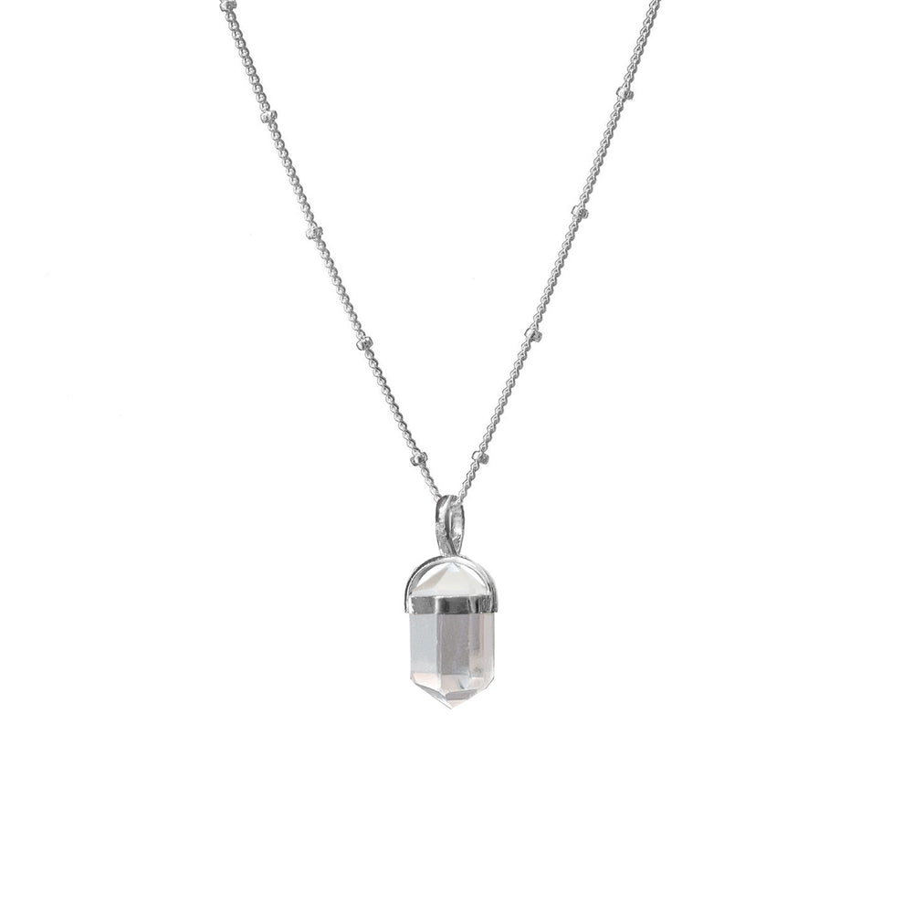 Rock Crystal Double Mini Point Bridge Set On Sterling Silver