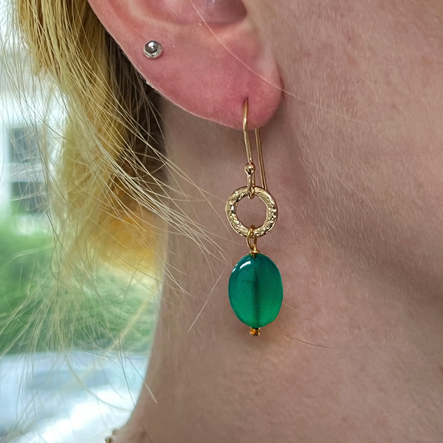 Gita Earrings Green Onyx