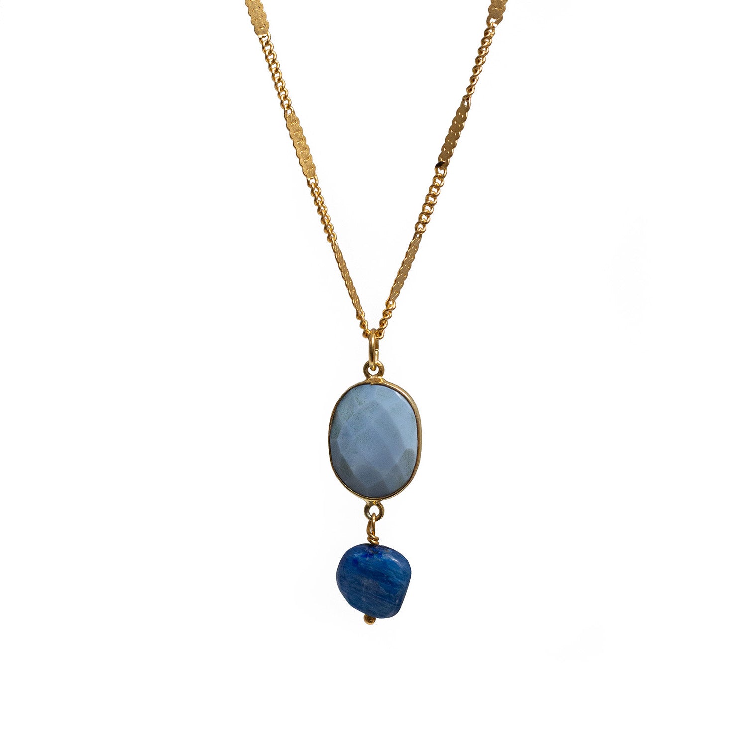 Freefrom Blue Opal And Kyanite On Flat Chain