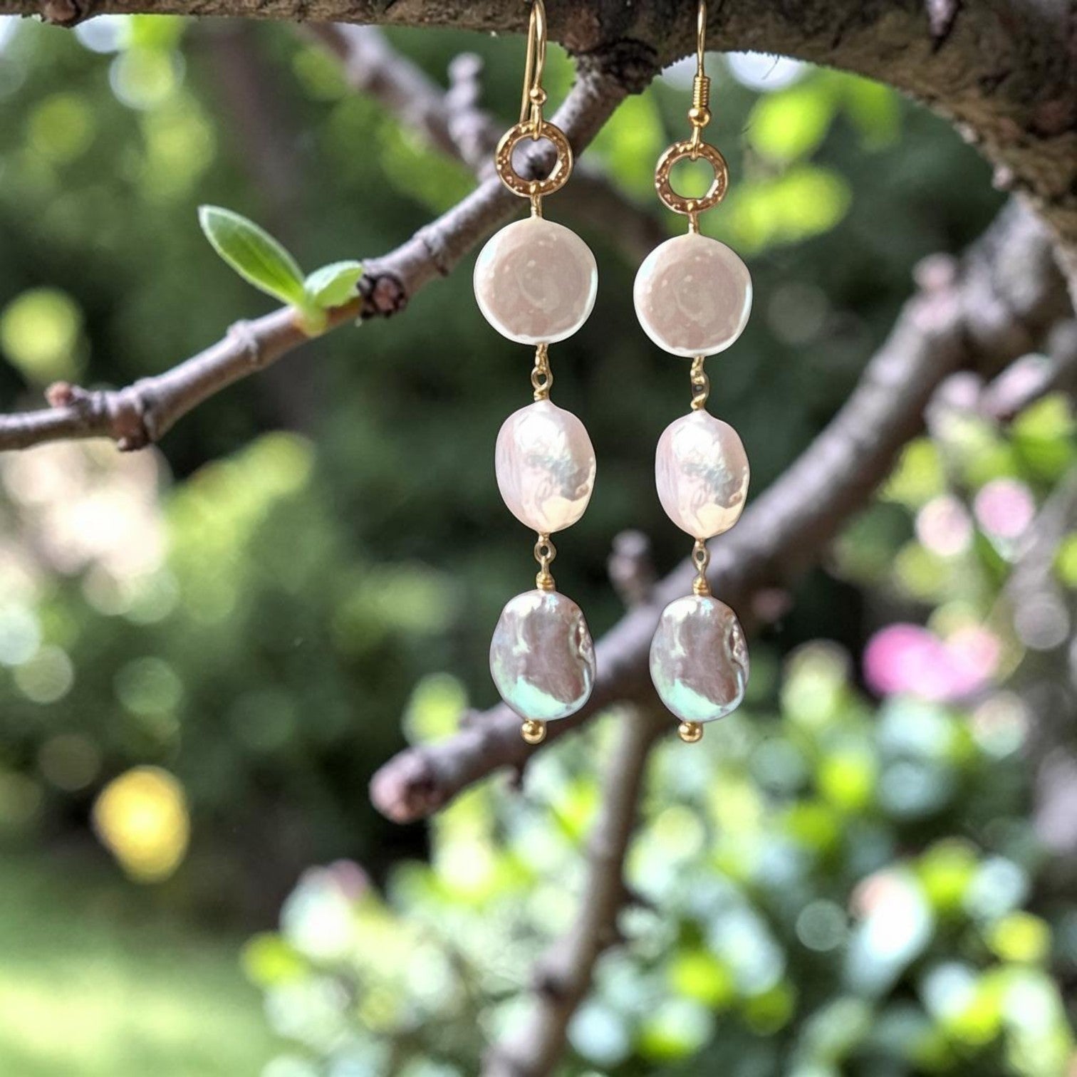 Gita Coin 3 Baroque pearl Earrings