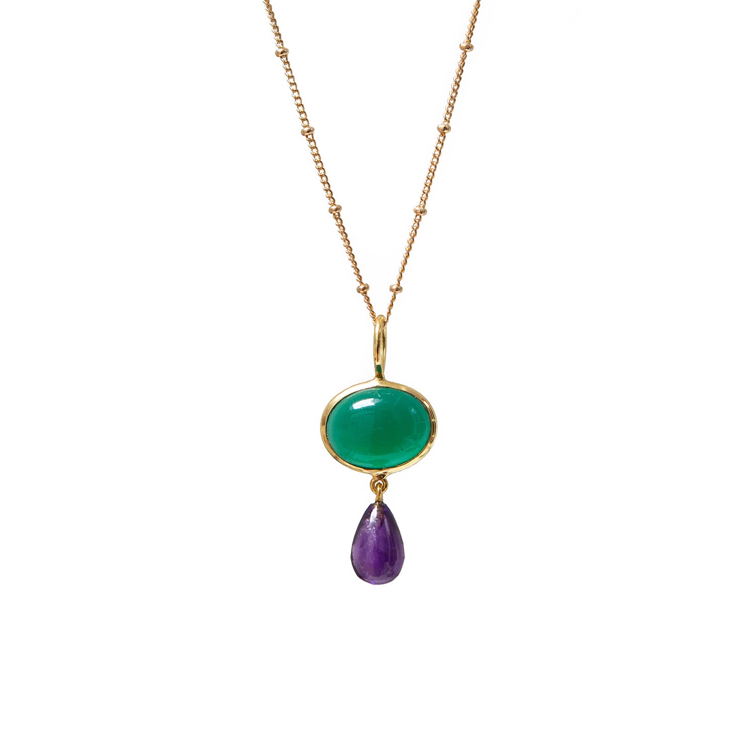 Grace Green Onyx And Amethyst Pendant