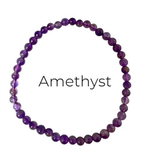 Semi Precious Stone Bracelet elasticated Rose quartz and Amethyst