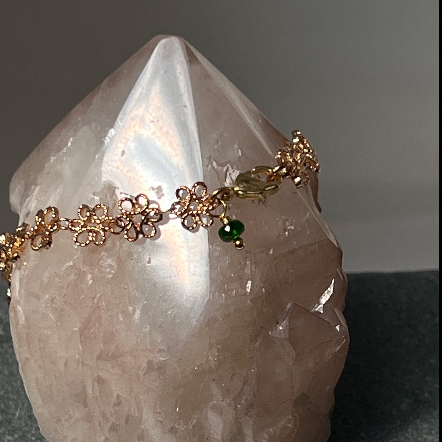 Infinity Bracelet With Opal, Ruby Or Green Diopside