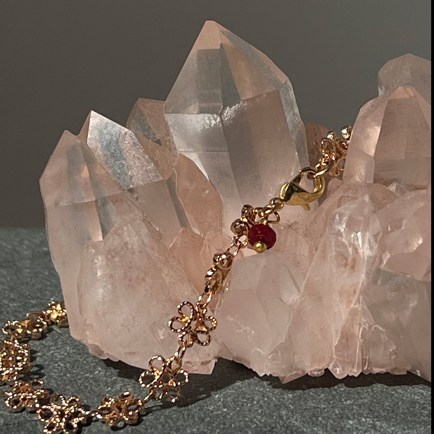 Infinity Bracelet With Opal, Ruby Or Green Diopside