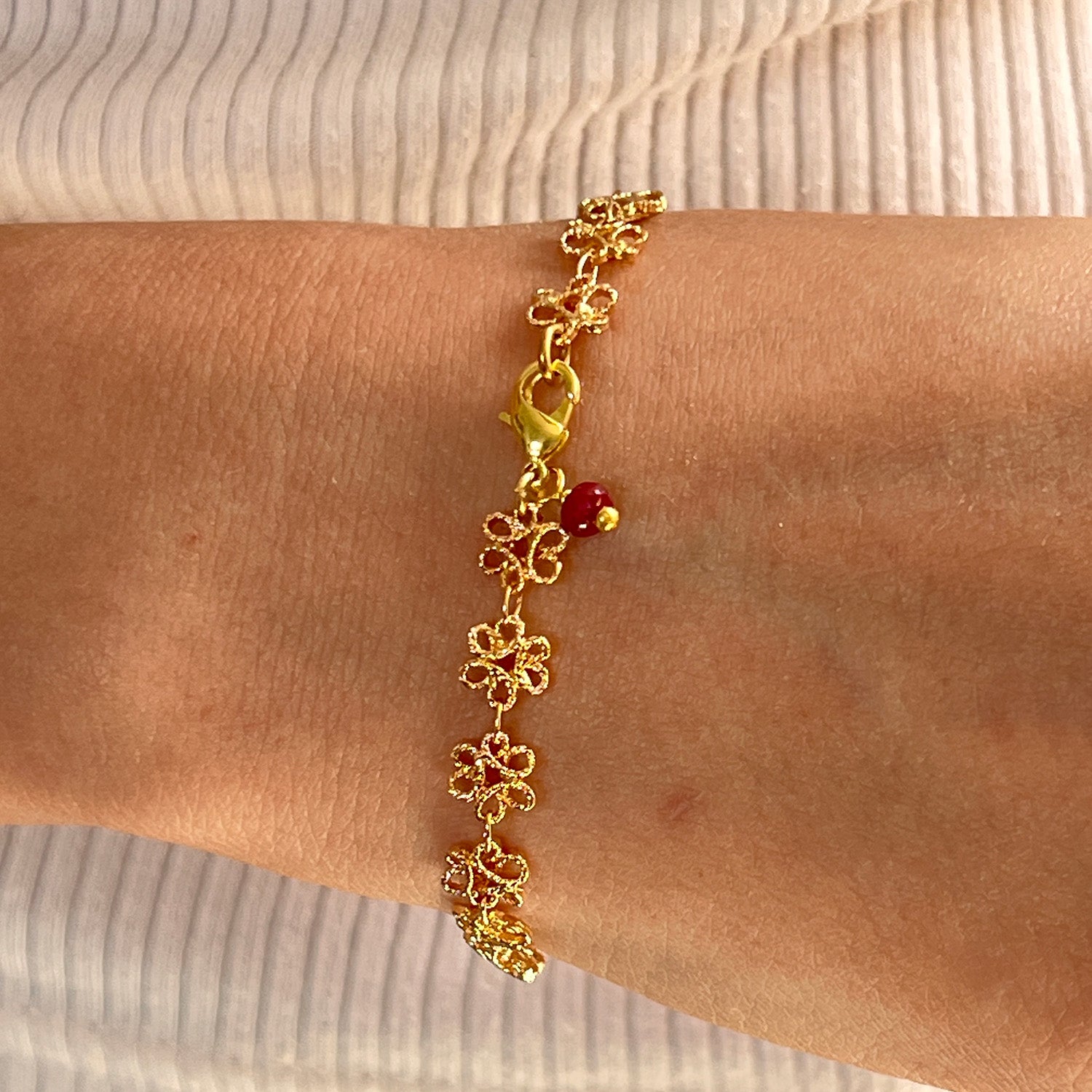 Infinity Bracelet With Opal, Ruby Or Green Diopside