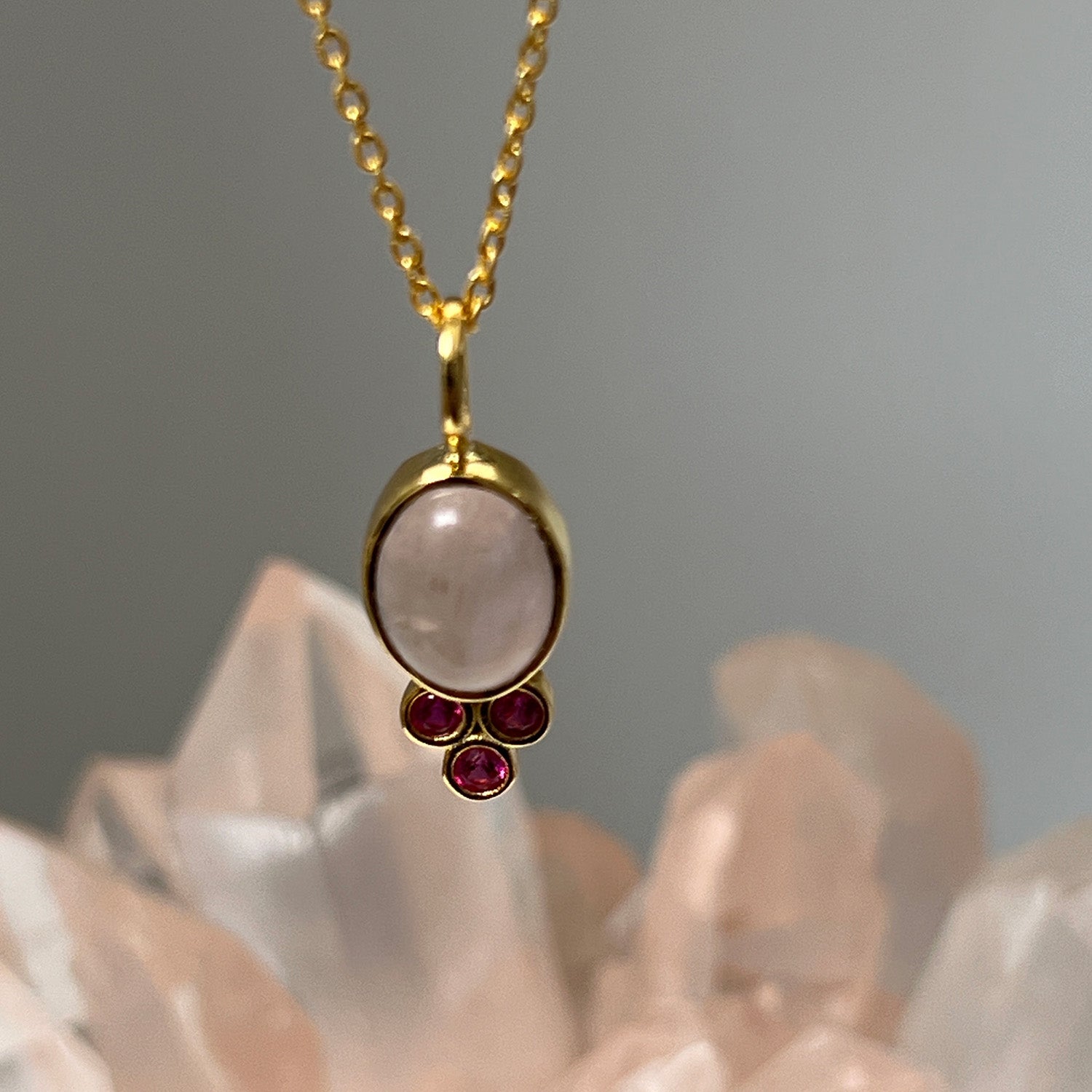 Lela Rose Quartz & Pink Zircon Necklace On Simple Chain