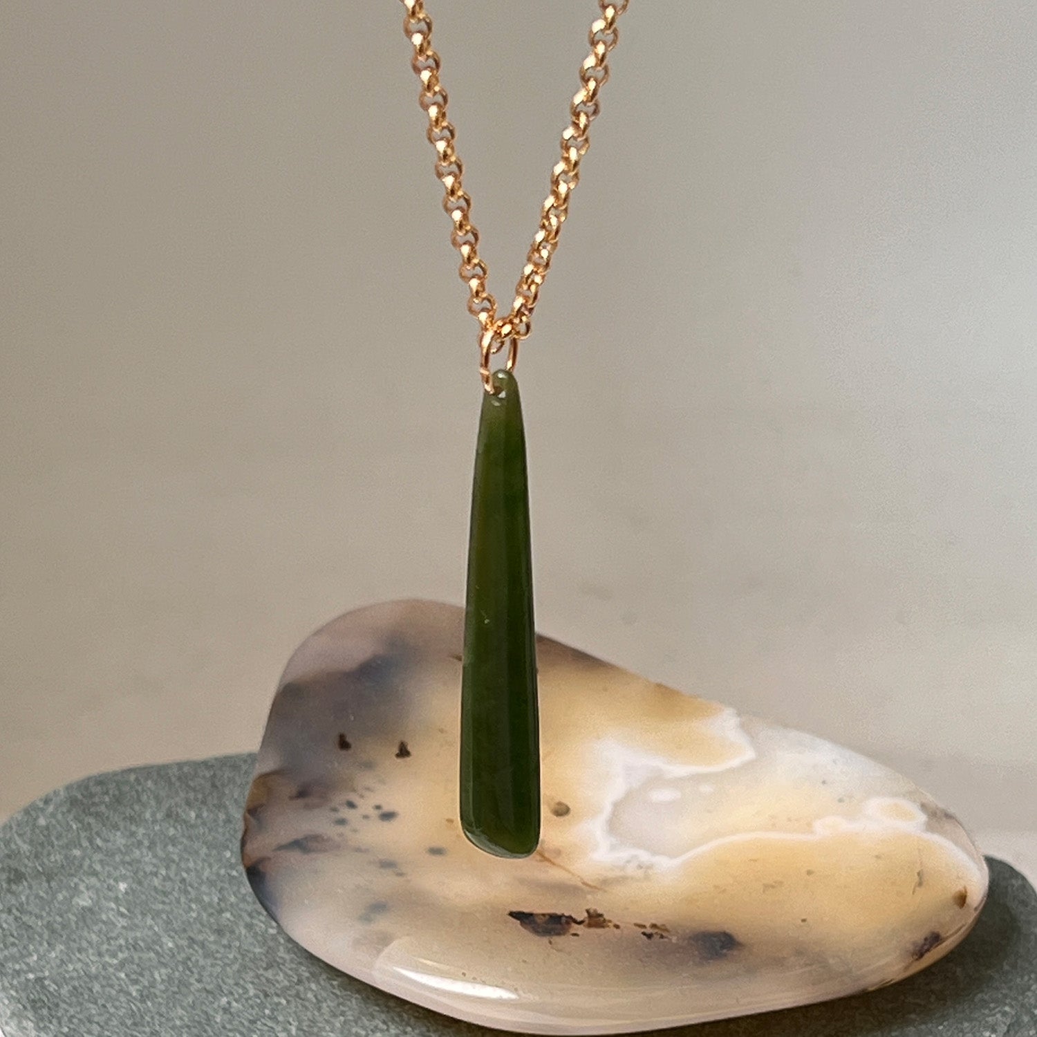 Long Alaskan Jade On 60cm Baby Belcher Chain