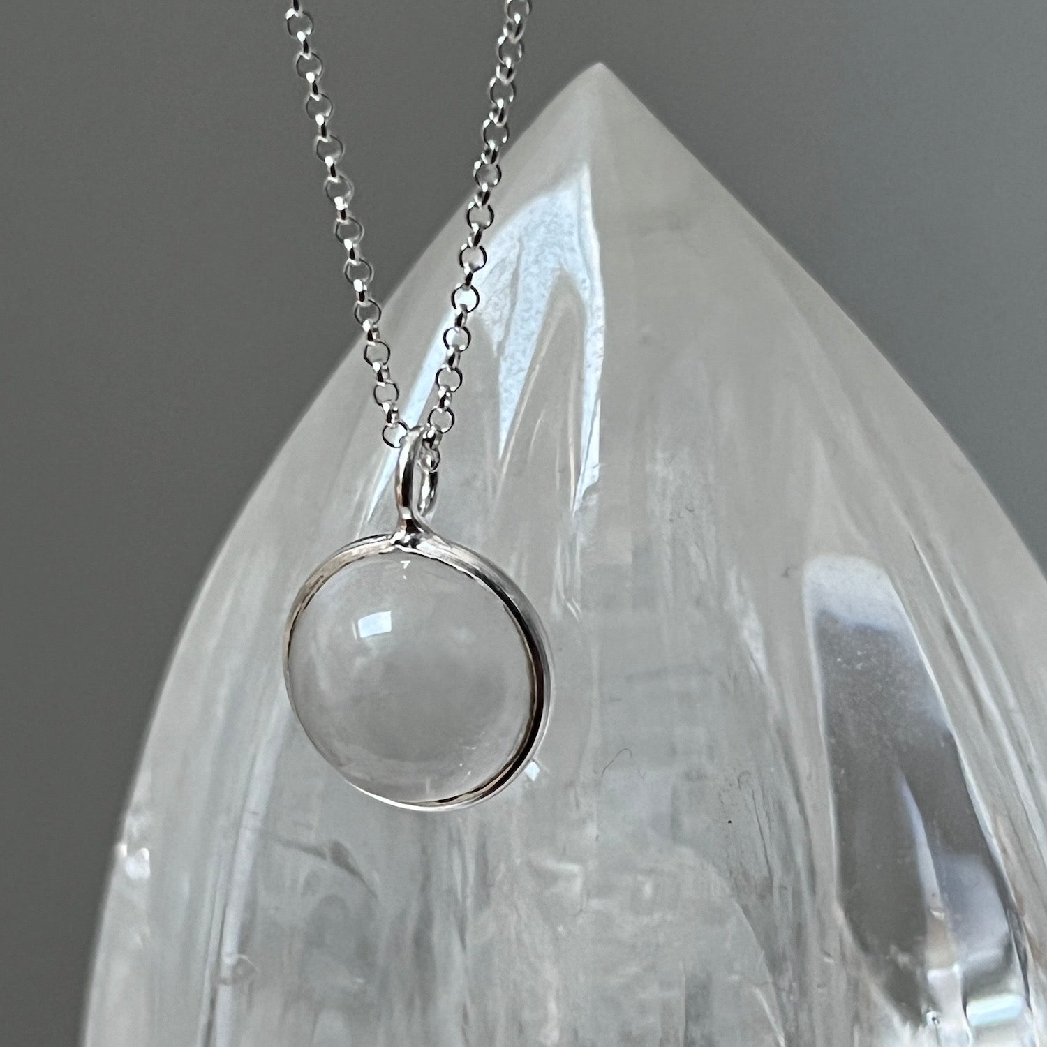 Magic Rock Crystal Ball in Sterling Silver on Sterling Silver Chain