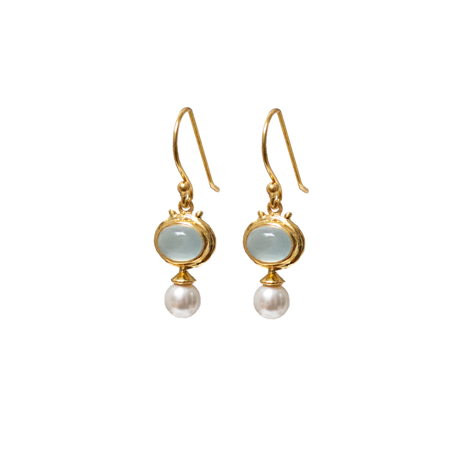 Margot Aqua Chalcedony and Pearl Vermeil Earrings