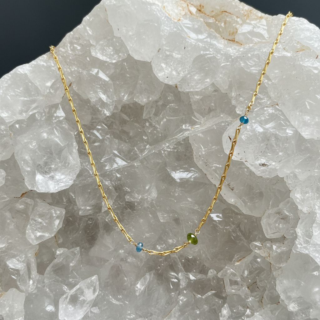 Mini Torsade Chain with Apatite and Peridot