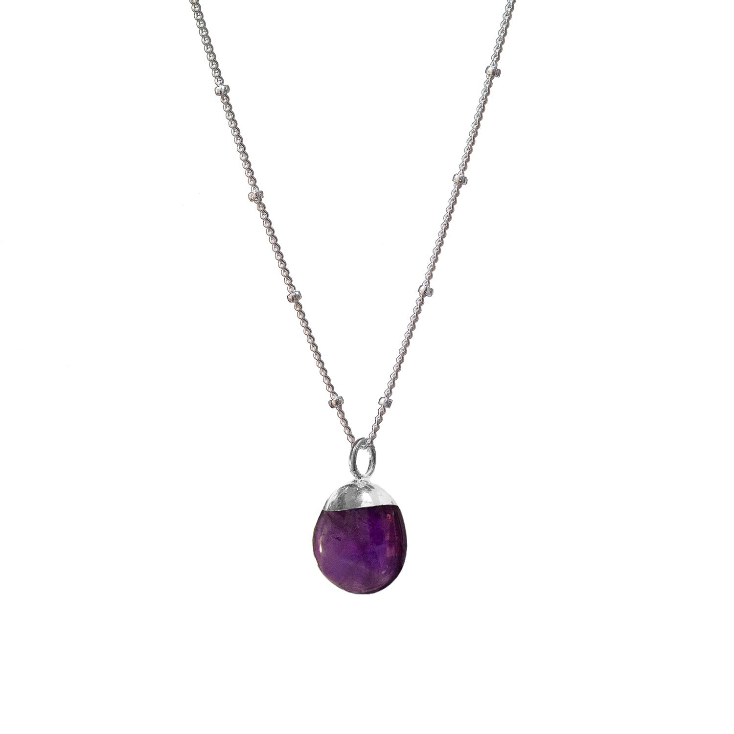 Mini Pebble Pendant Amethyst On Sterling Silver