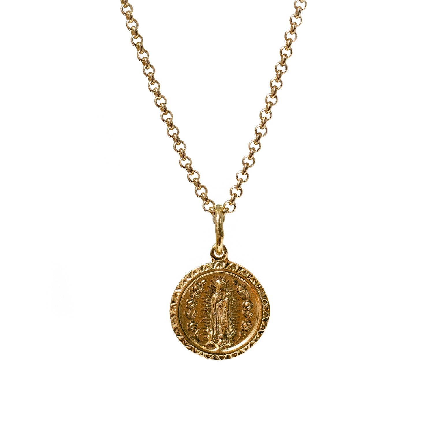 Mirabelle Jewellery gold plated Mary medal pendant on a 60cm baby belcher chain from the Talisman collection