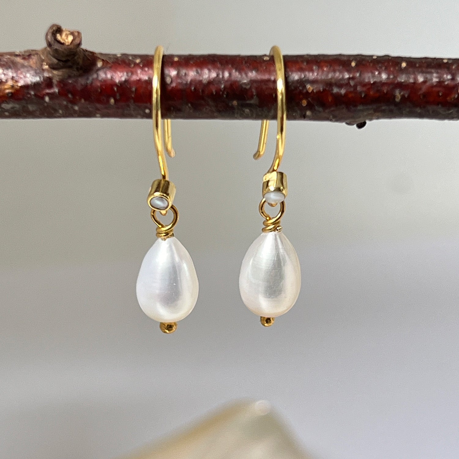 Pearl Drop With Pearl Vermeil Hook