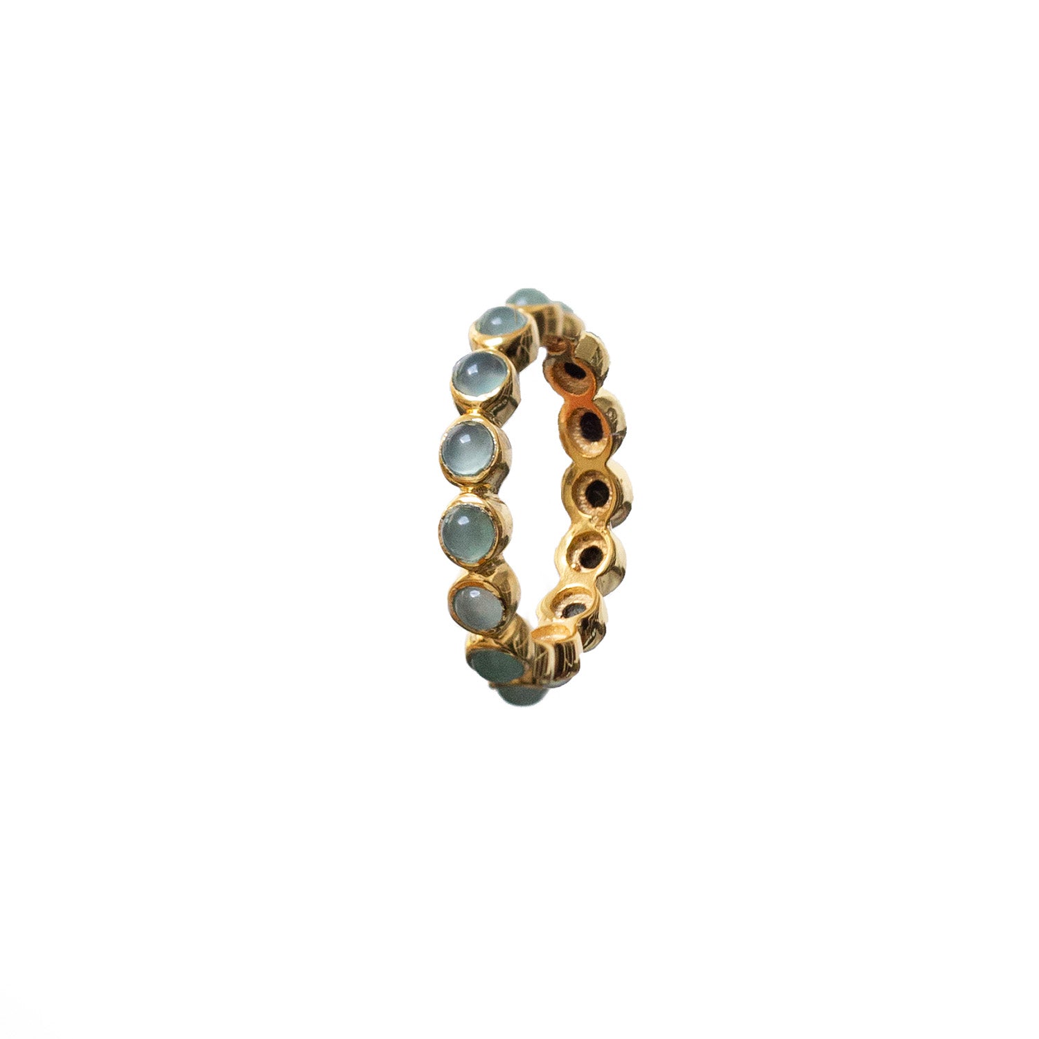 Eternity Aqua Chalcedony Cabochon Vermeil Ring