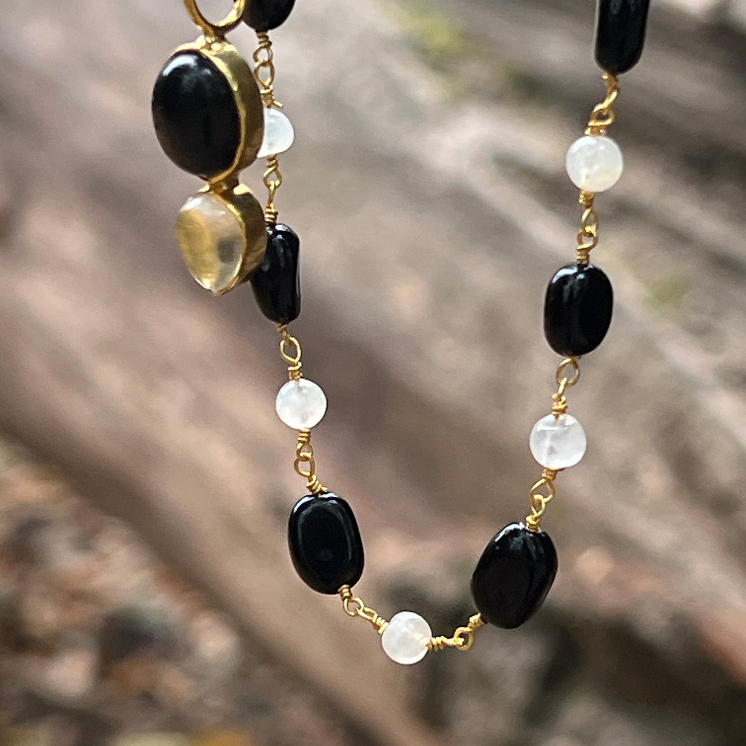 Black Onyx And Moonstone Rosary